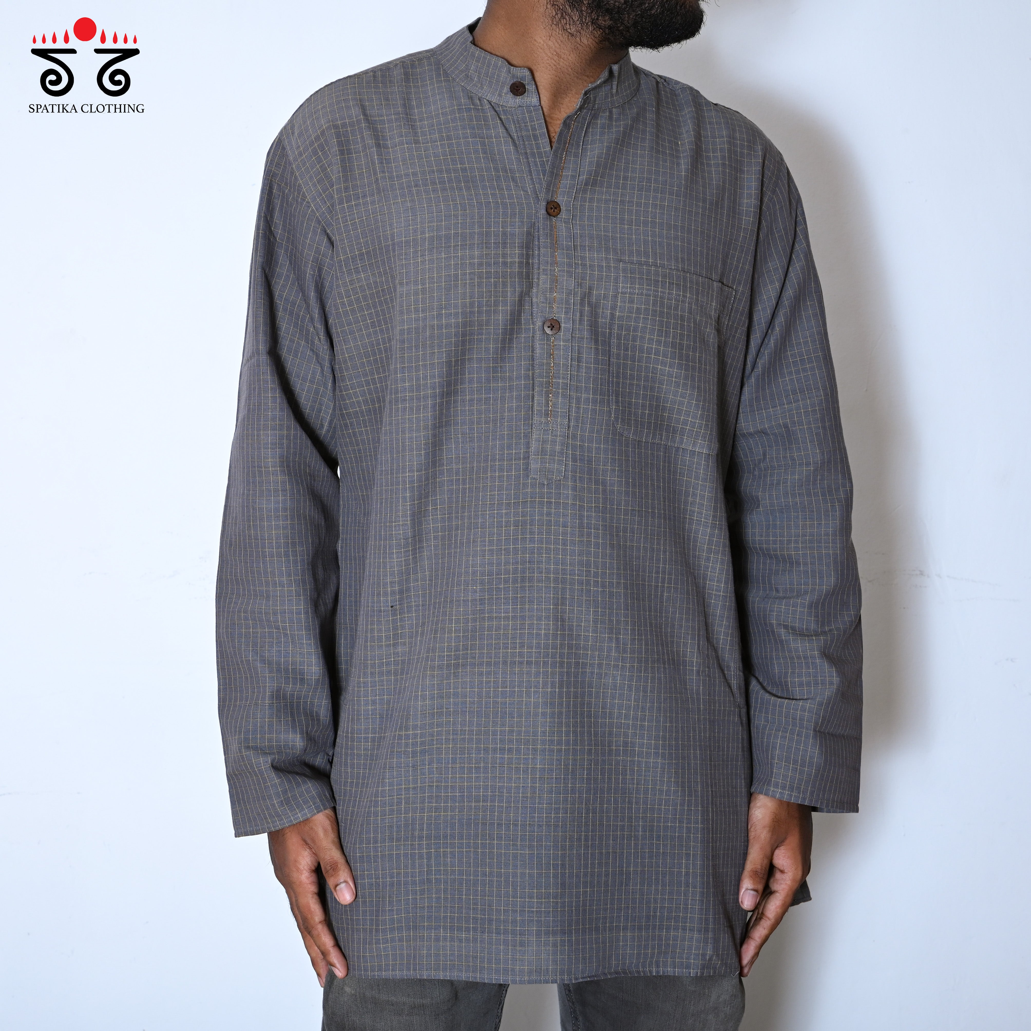 Men's Handwoven Cotton Short Kurta