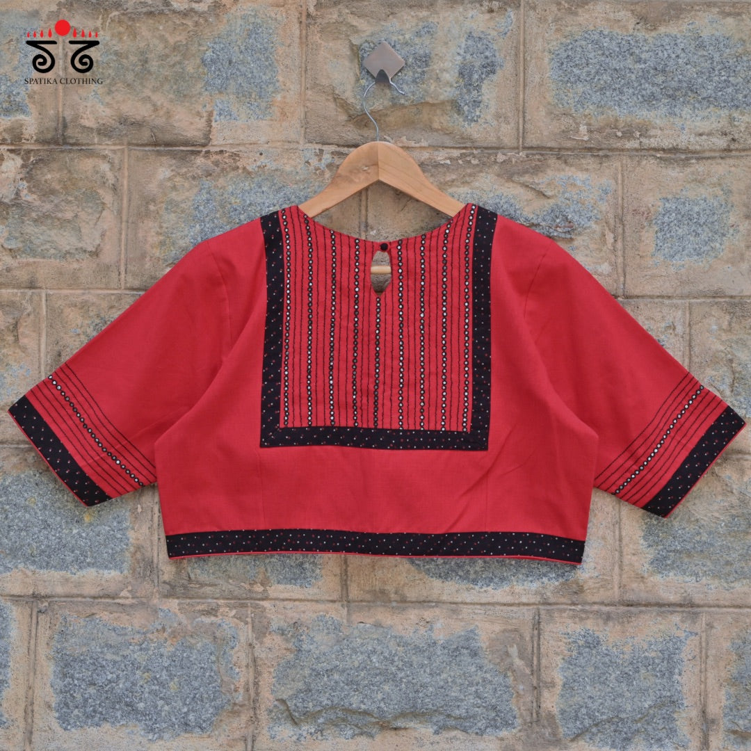 Hand - Embroidered Mirror Work Blouse