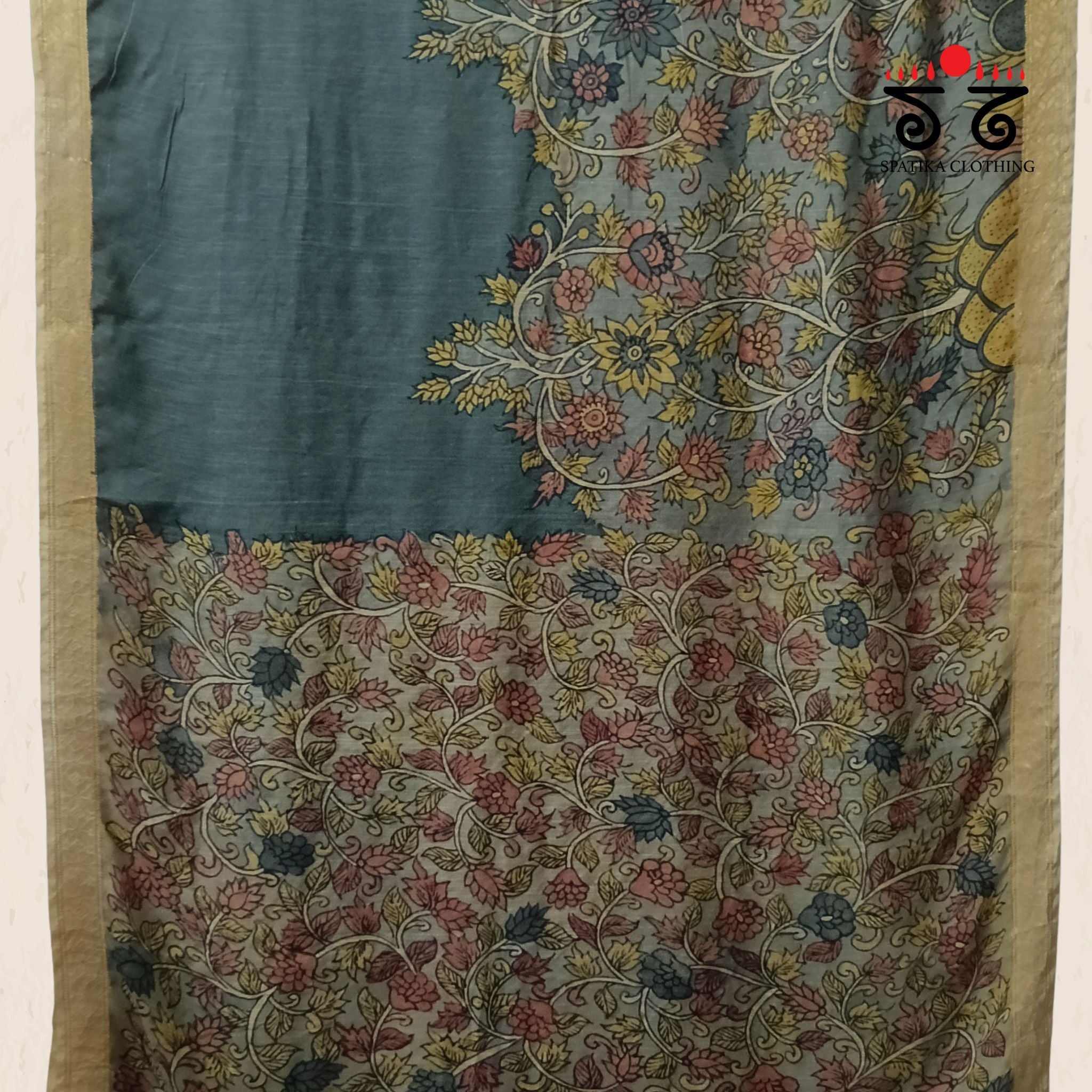 Pen Kalamkari Handpainted Silk Cotton Saree