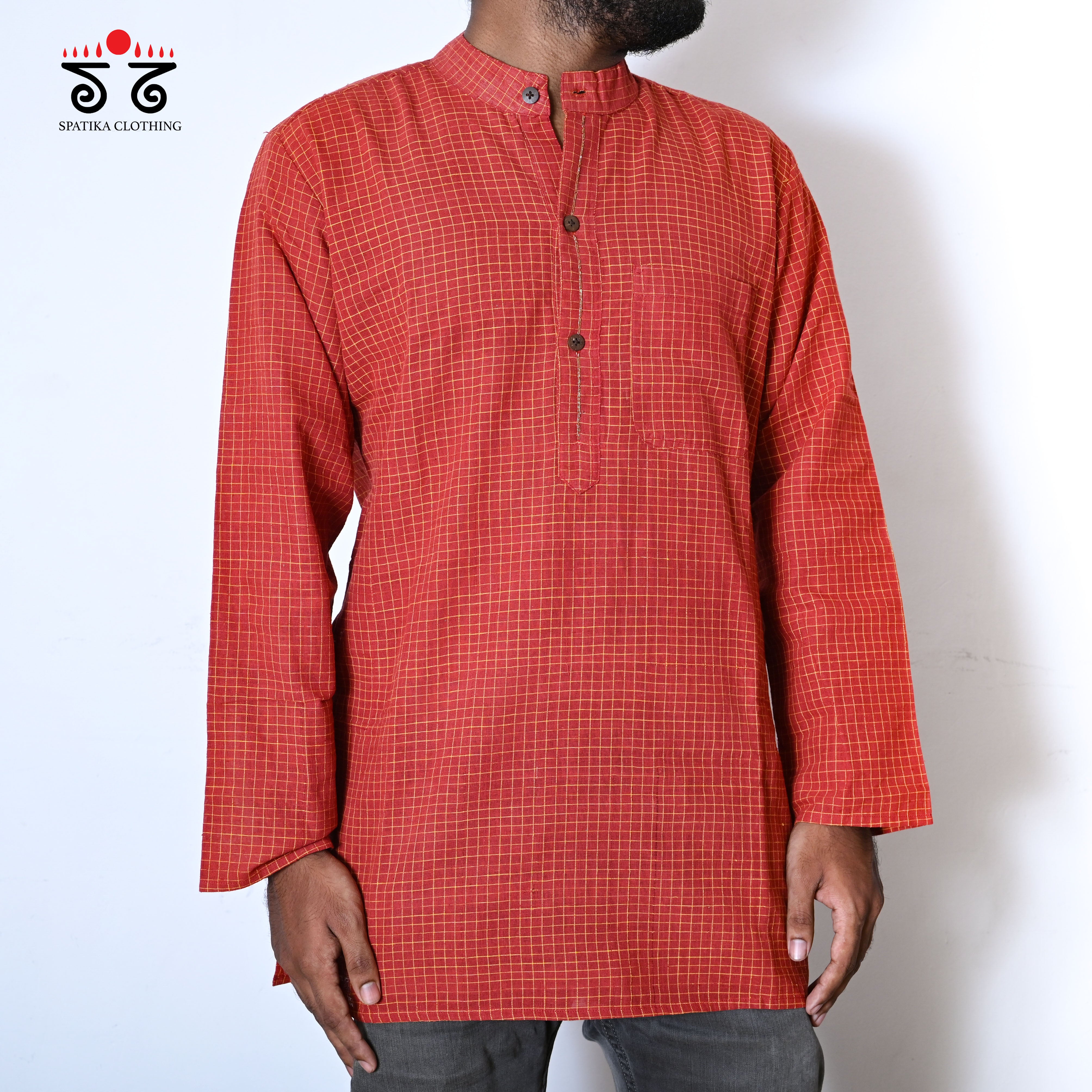Men's Handwoven Cotton Short Kurta