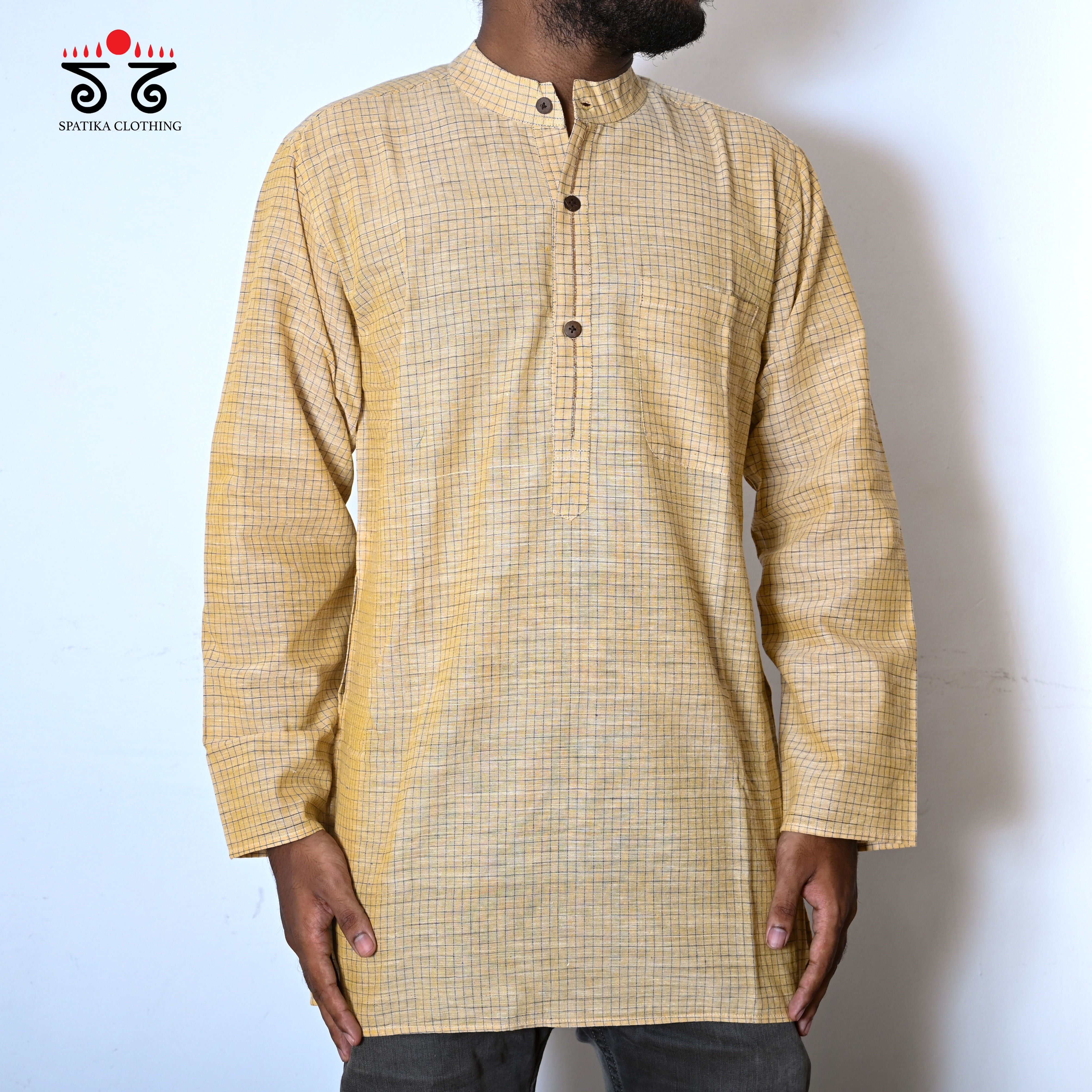 Men's Handwoven Cotton Short Kurta