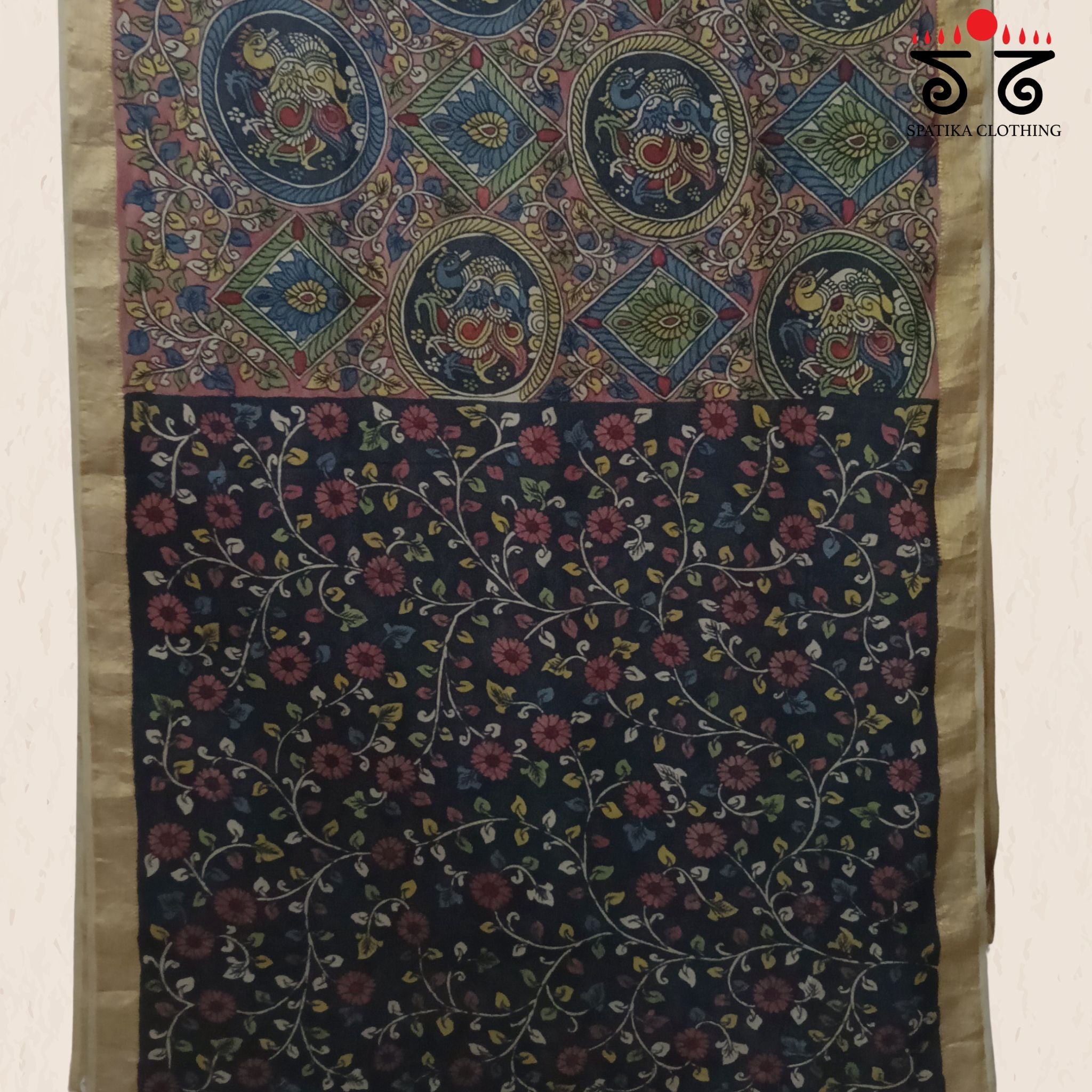 Pen Kalamkari Mangalagiri Saree