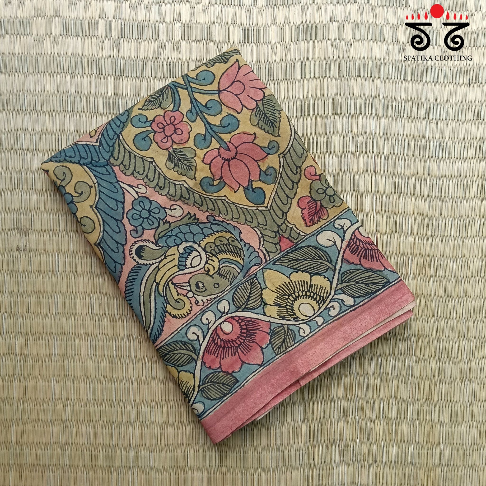 Pen Kalamkari Handpainted Silk Cotton Saree