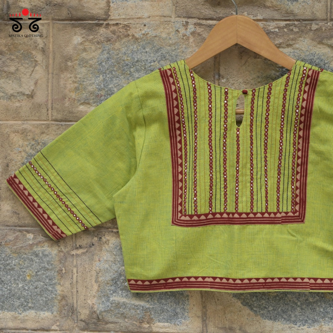 Hand - Embroidered Mirror Work Blouse