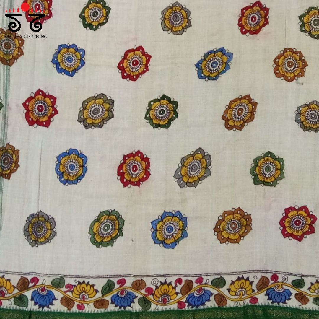 Kalamkari On Off White Ponduru Blouse Fabric