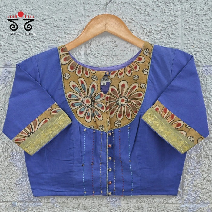 Pen Kalamkari Hand - Embroidered Yoke Blouse