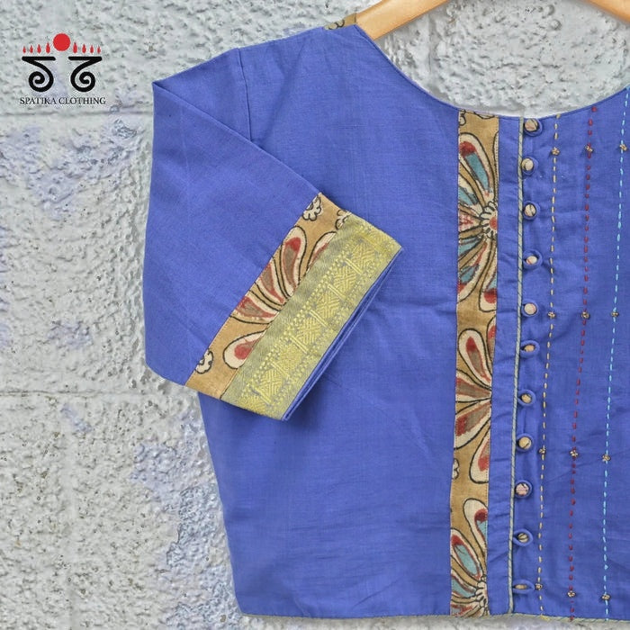 Pen Kalamkari Hand - Embroidered Yoke Blouse