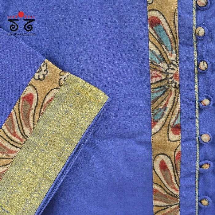 Pen Kalamkari Hand - Embroidered Yoke Blouse