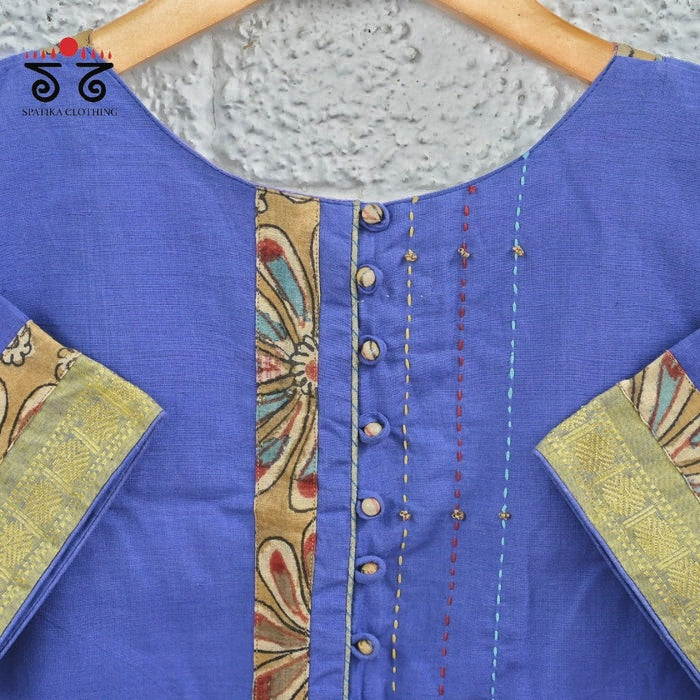 Pen Kalamkari Hand - Embroidered Yoke Blouse