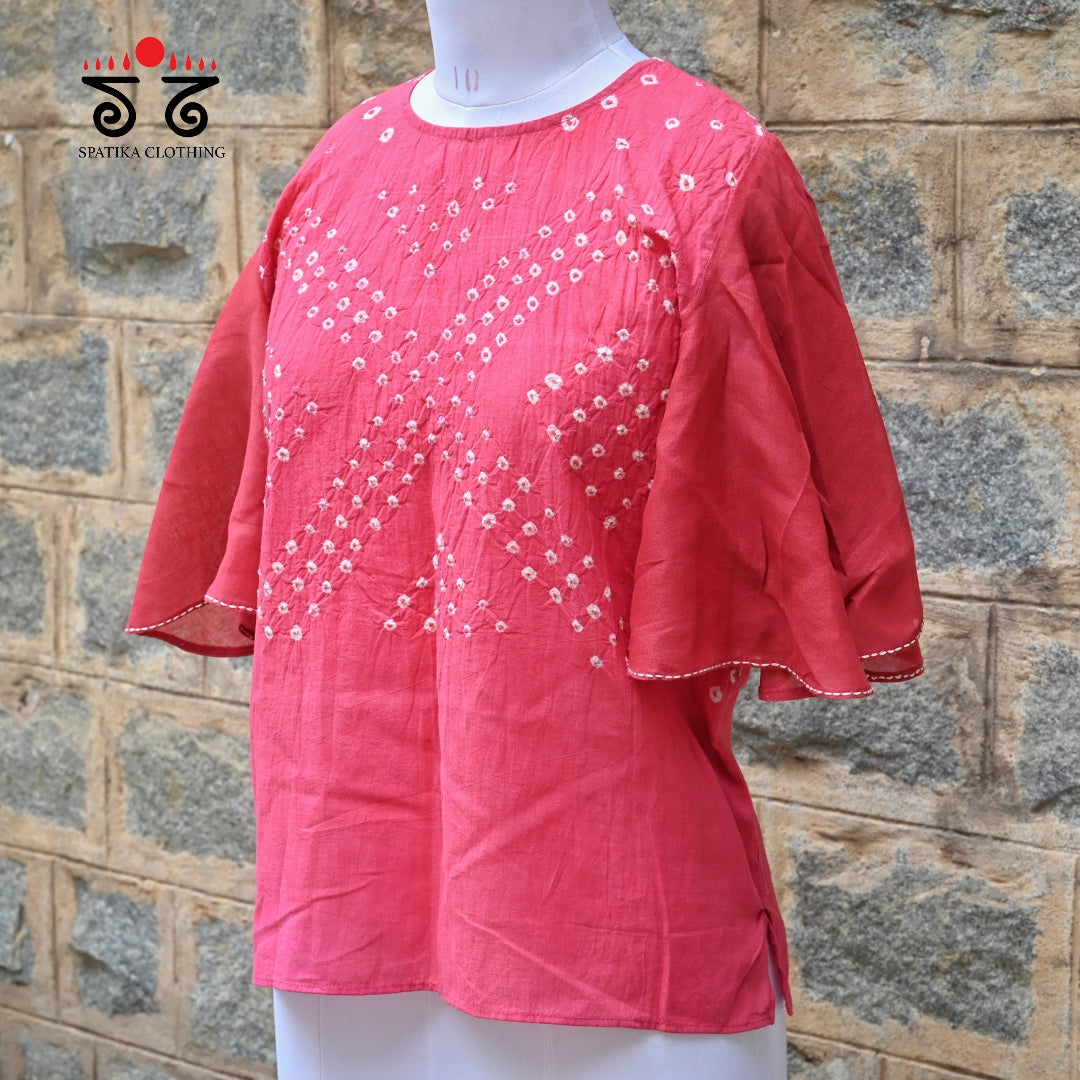 Hand - Embroidered Bandhani Top