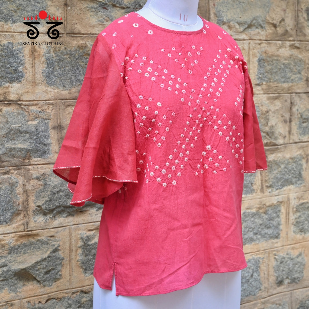 Hand - Embroidered Bandhani Top