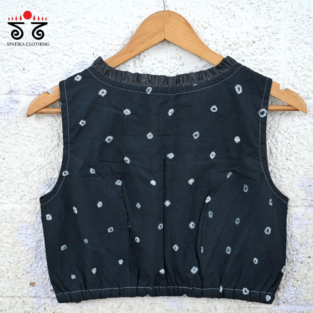 Bandhani Frilled Sleeveless Blouse