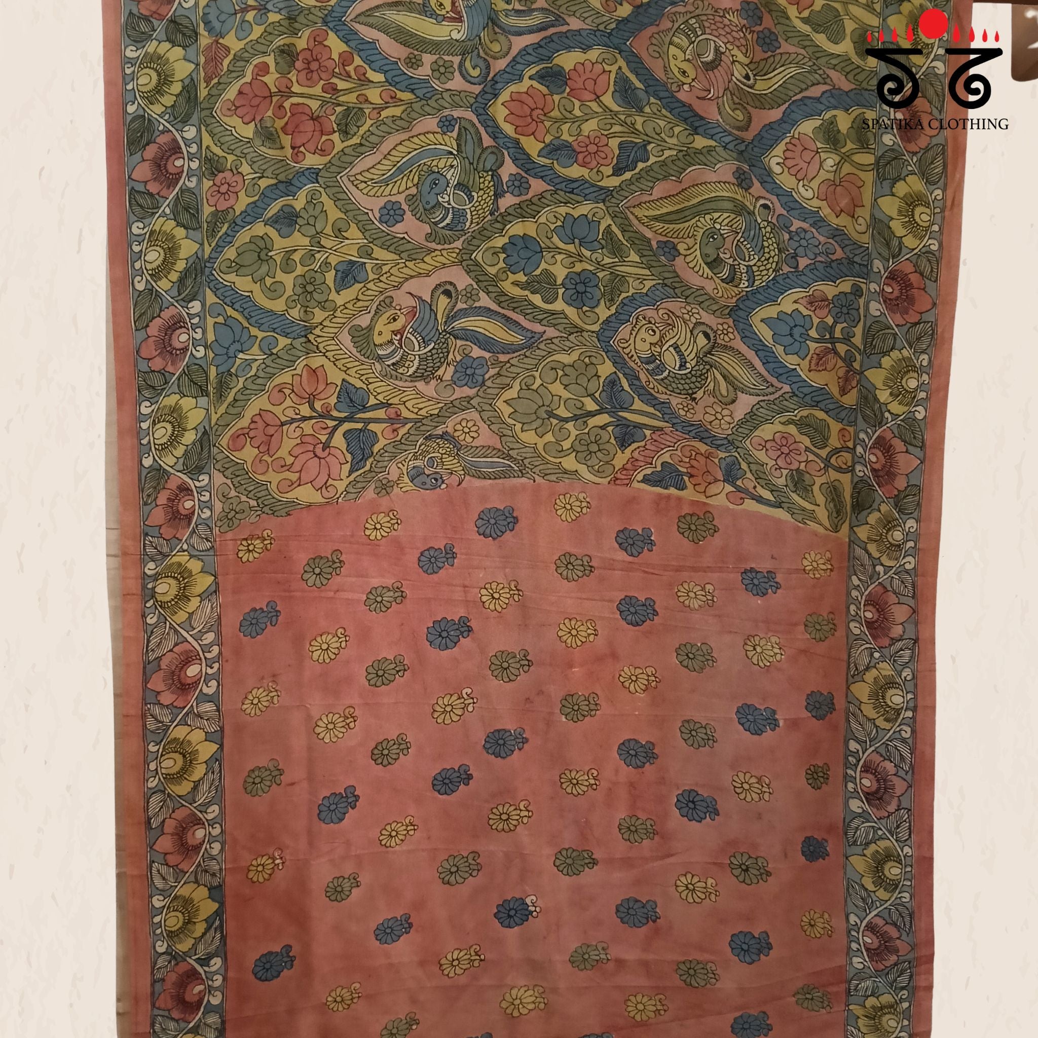 Pen Kalamkari Handpainted Silk Cotton Saree