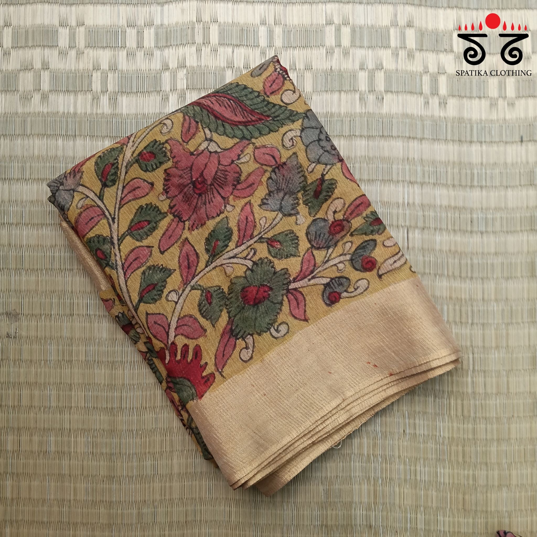 Pen Kalamkari Handpainted Silk Cotton Saree