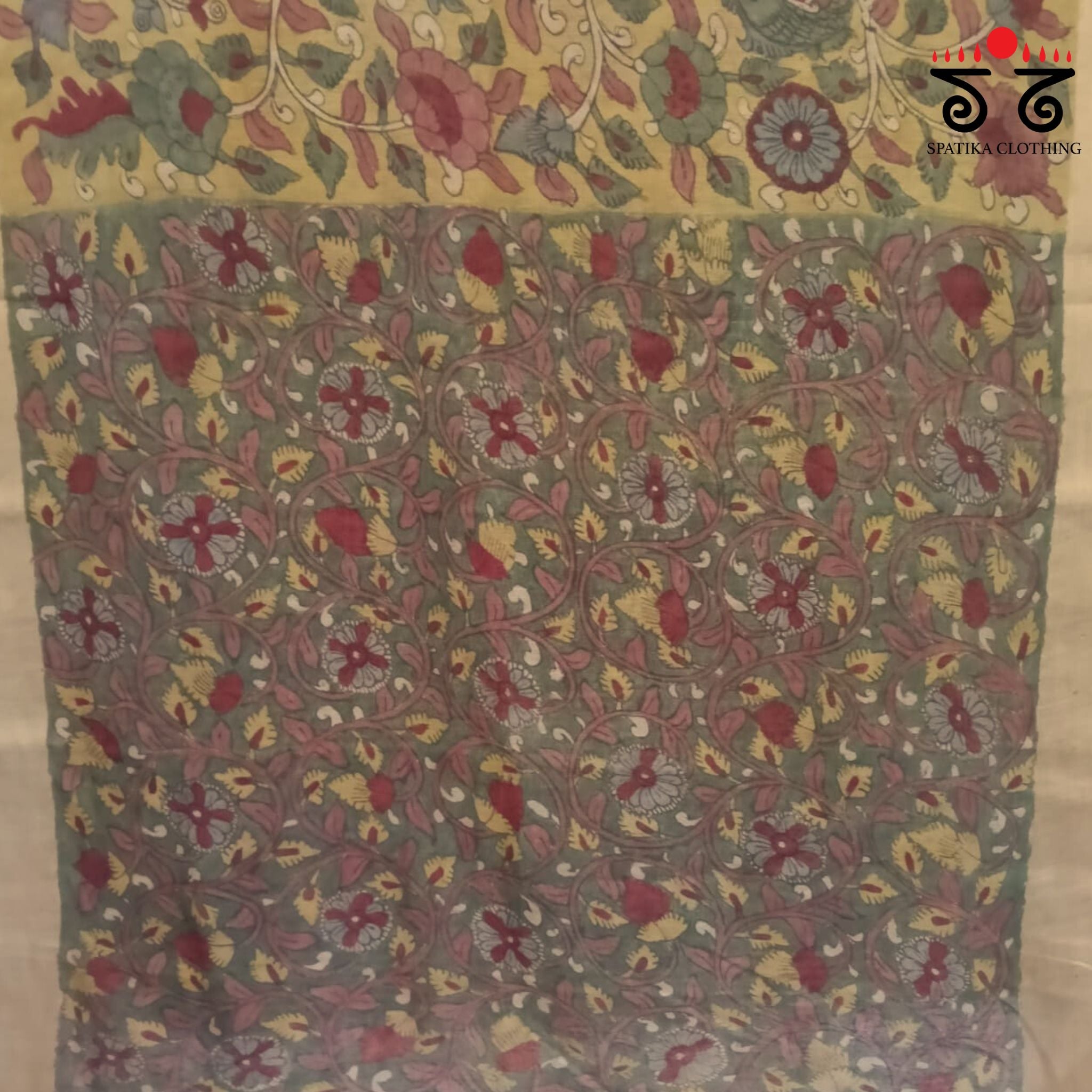 Pen Kalamkari Handpainted Silk Cotton Saree