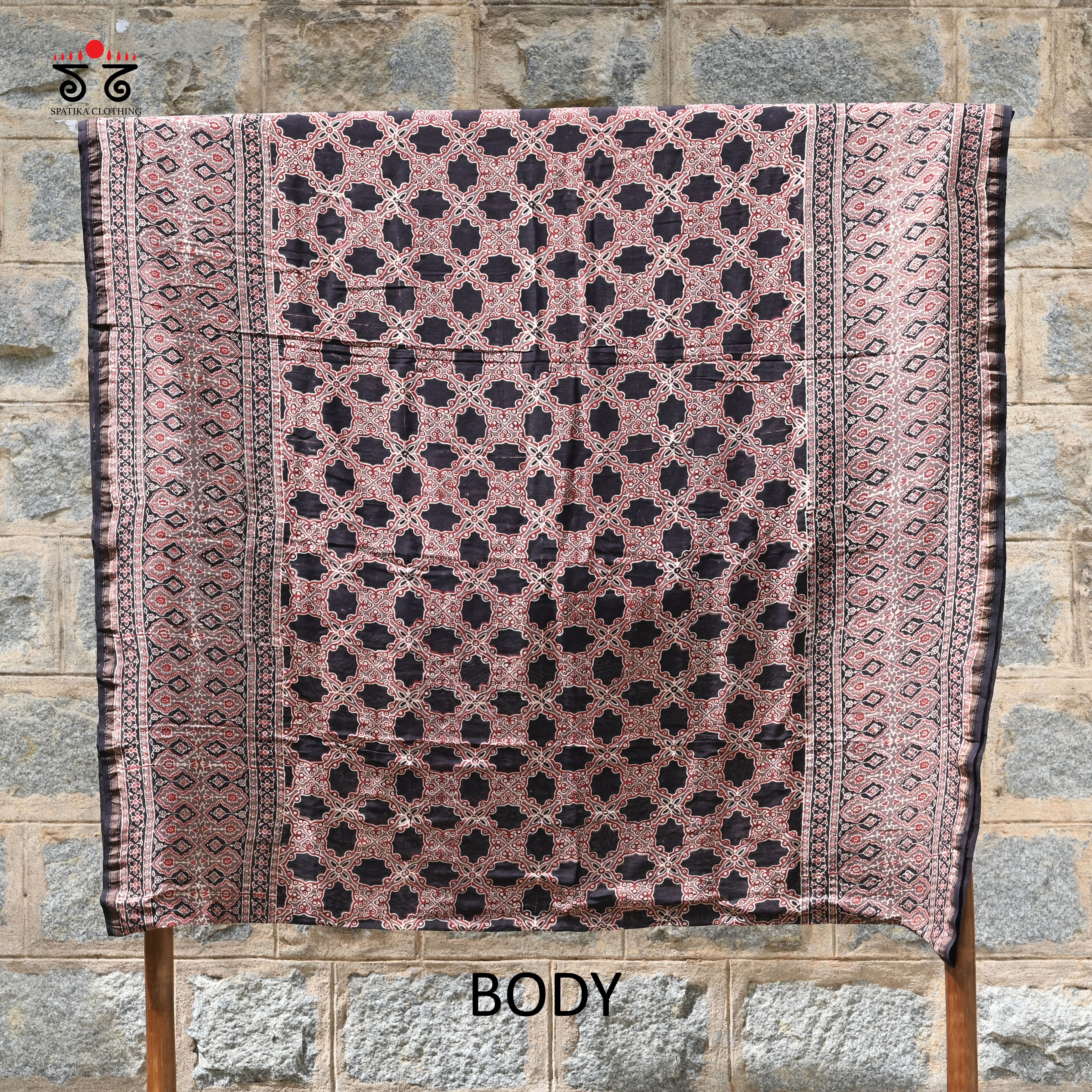 Ajrak on Chanderi Cotton Saree