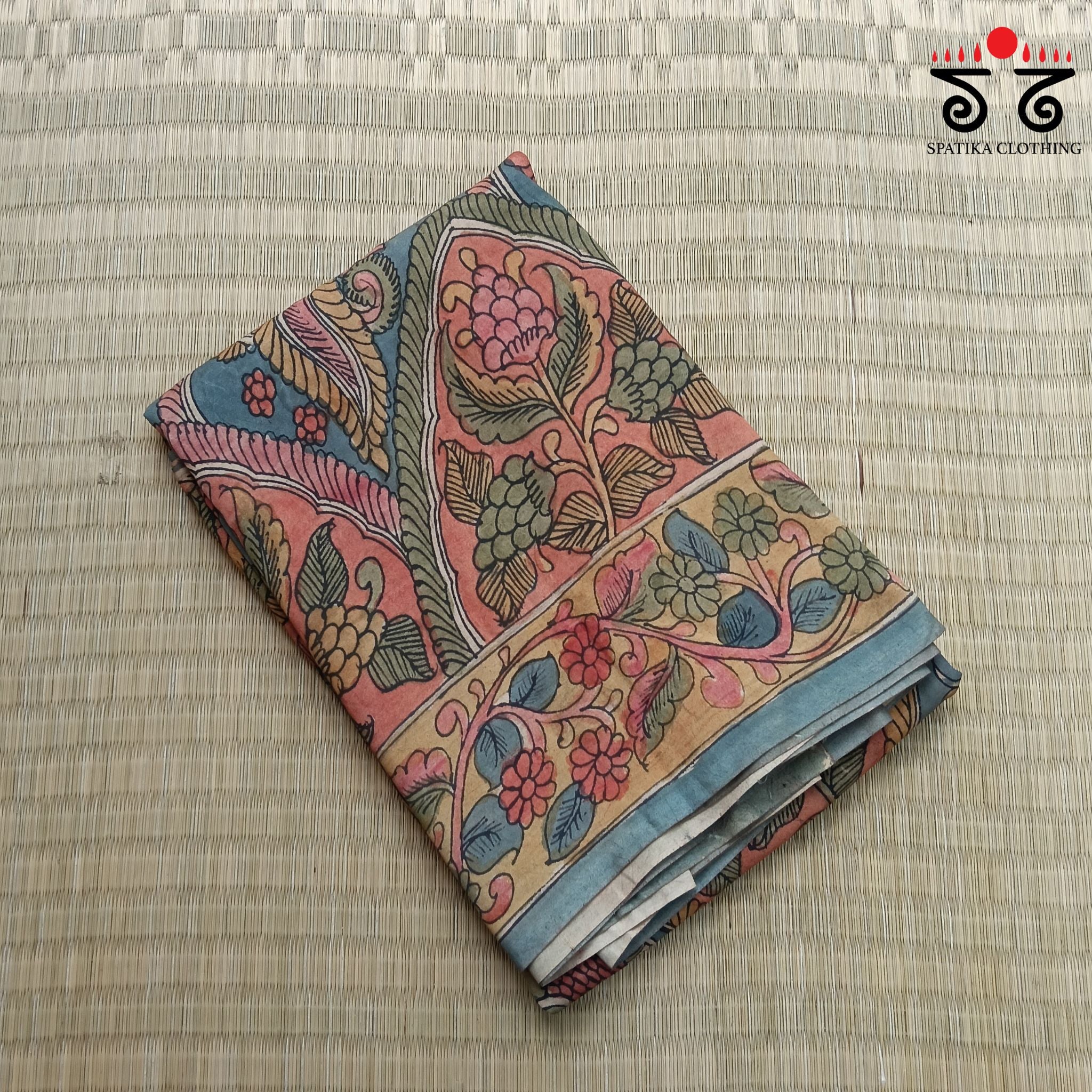 Pen Kalamkari Handpainted Silk Cotton Saree