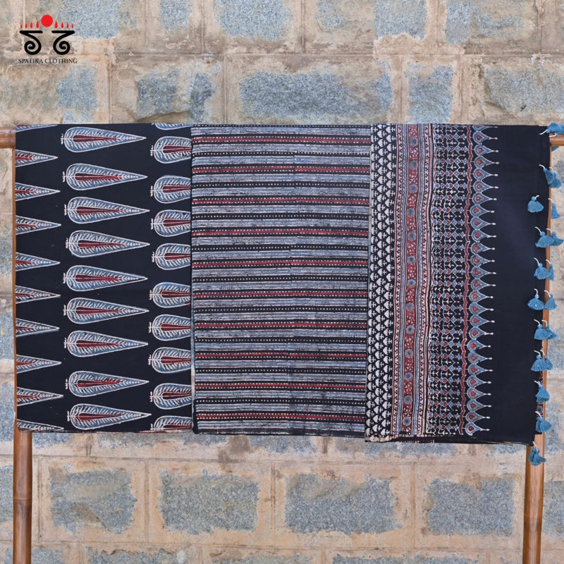 Ajrak Hand - Blockprinted Fabric Set Of 3