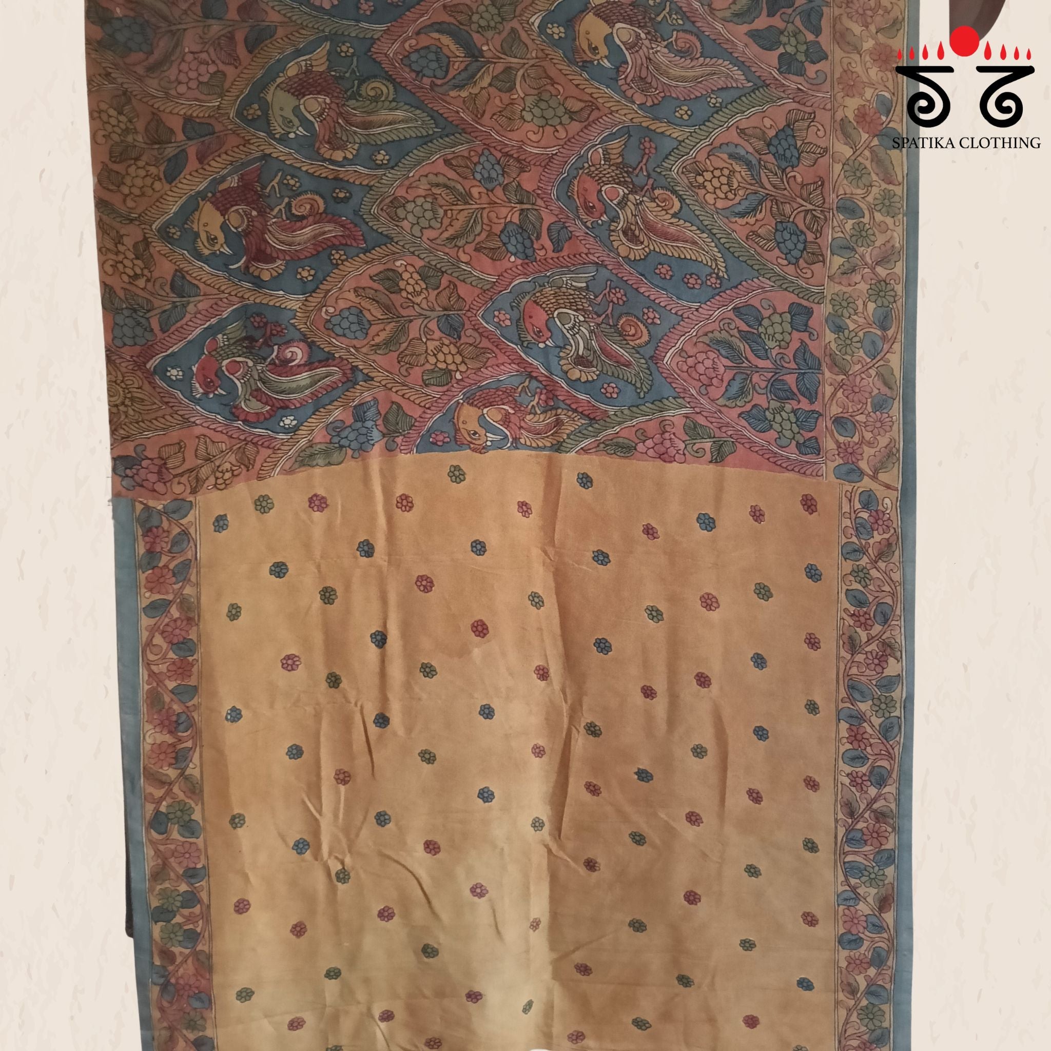 Pen Kalamkari Handpainted Silk Cotton Saree