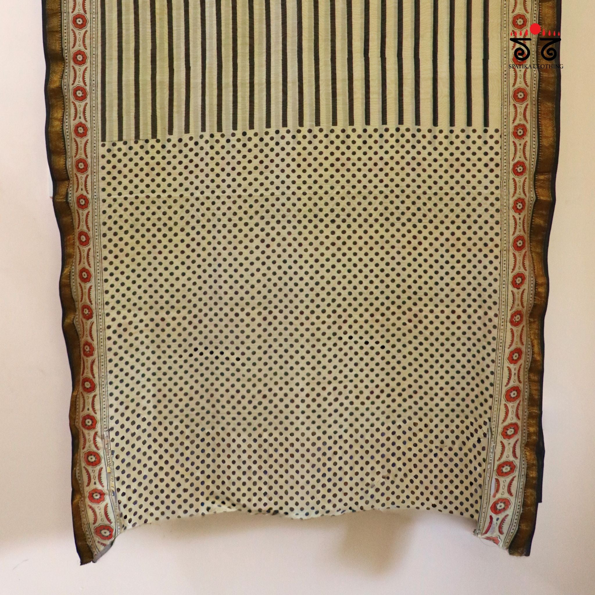 Handblock Printed Maheshwari Silk-Cotton Saree