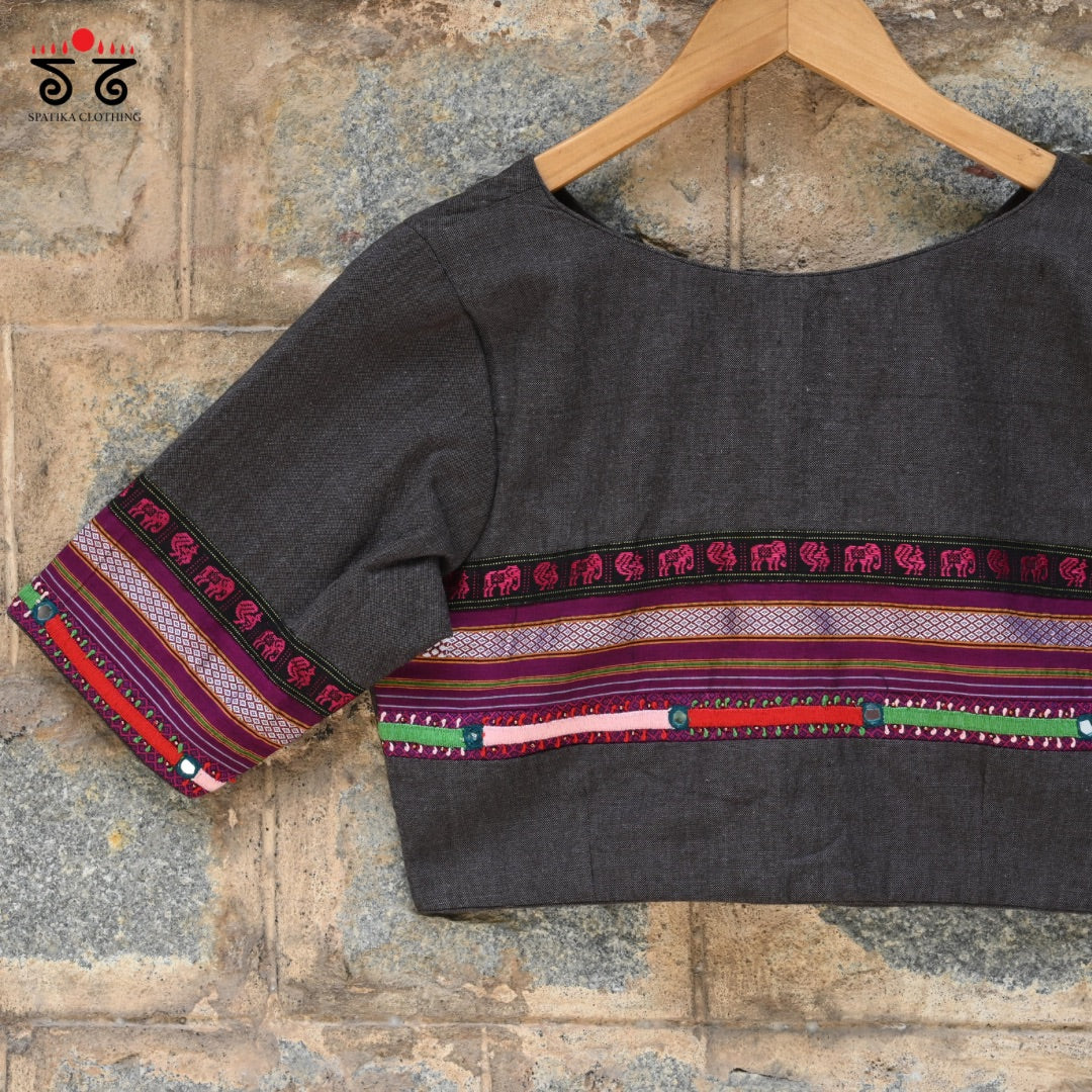 Khun - Lambani Solid Gray Blouse