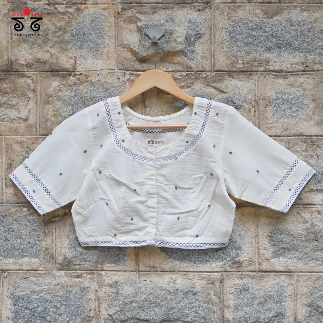 Jamdhani Lace Blouse - Black Butta