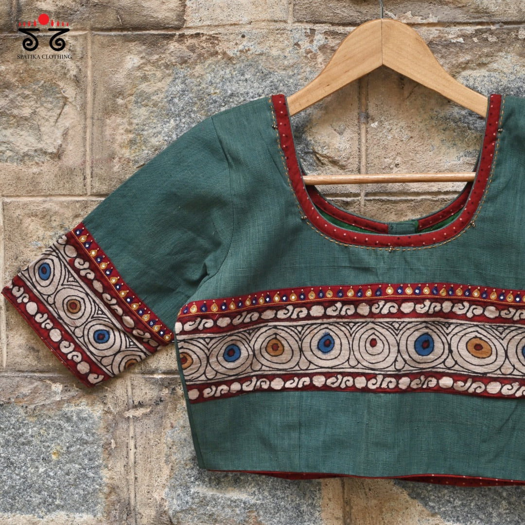 Boondh Pen Kalamkari Handembroidered Blouse