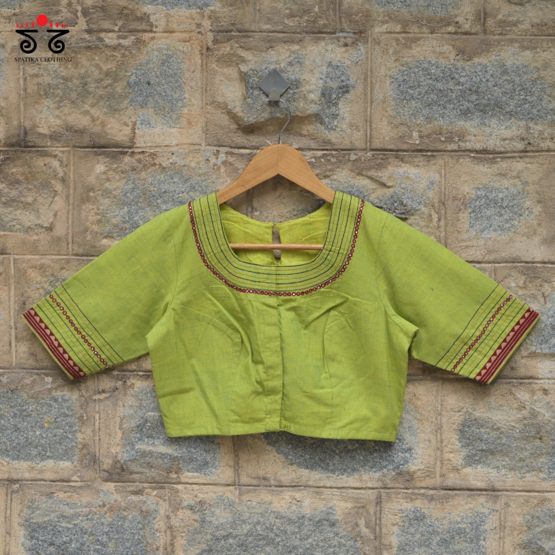 Hand - Embroidered Mirror Work Blouse