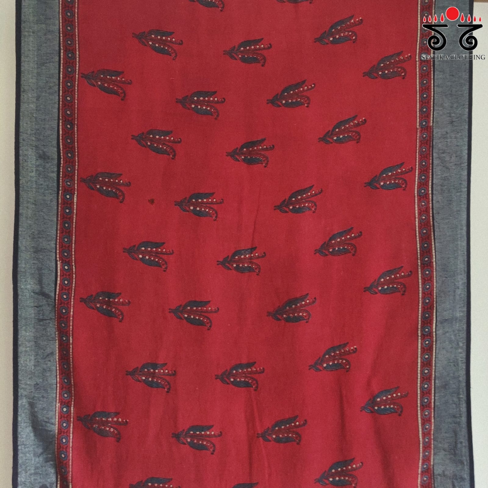 Ajrak Handblock Print On Linen Saree