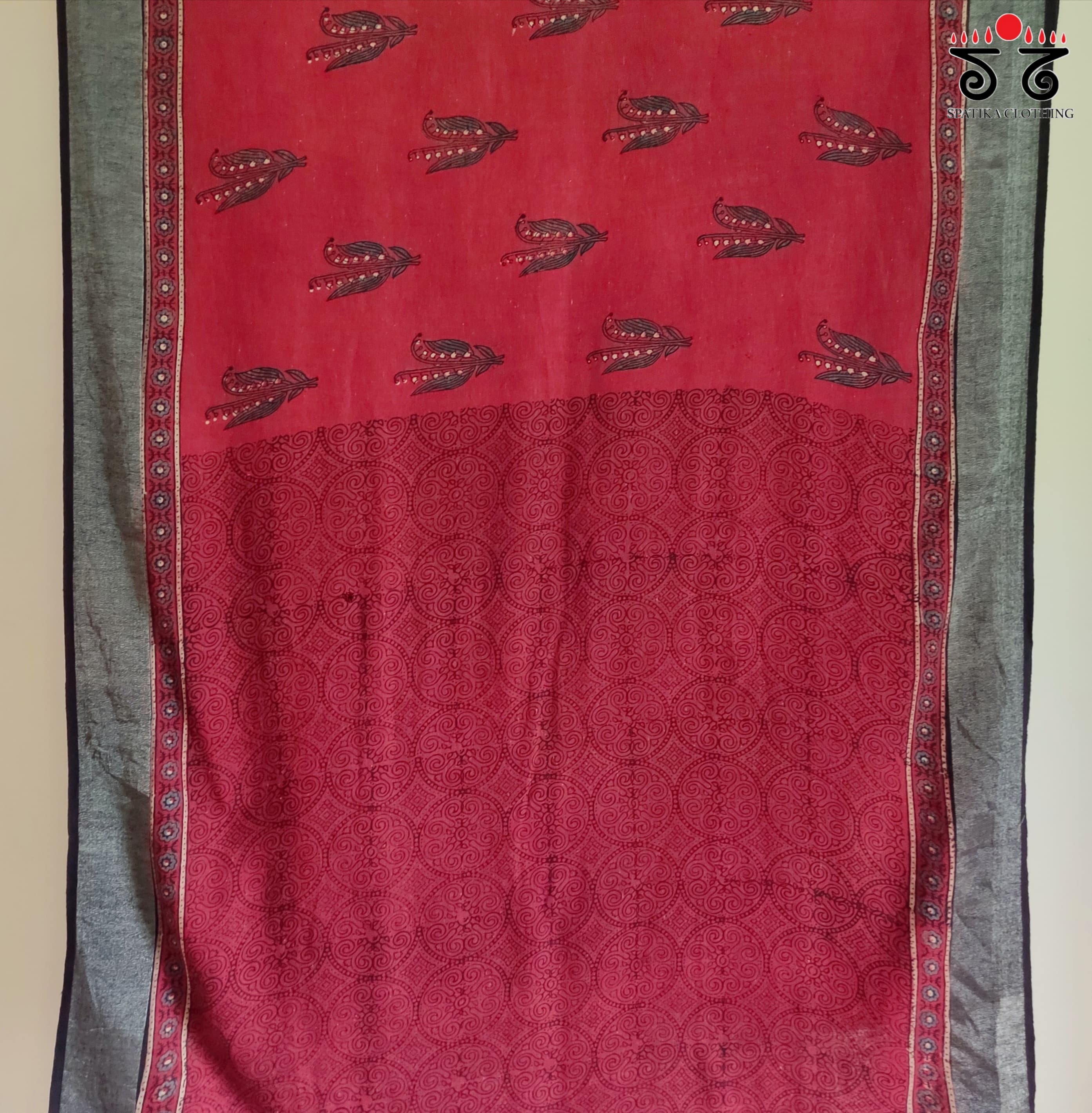 Ajrak Handblock Print On Linen Saree