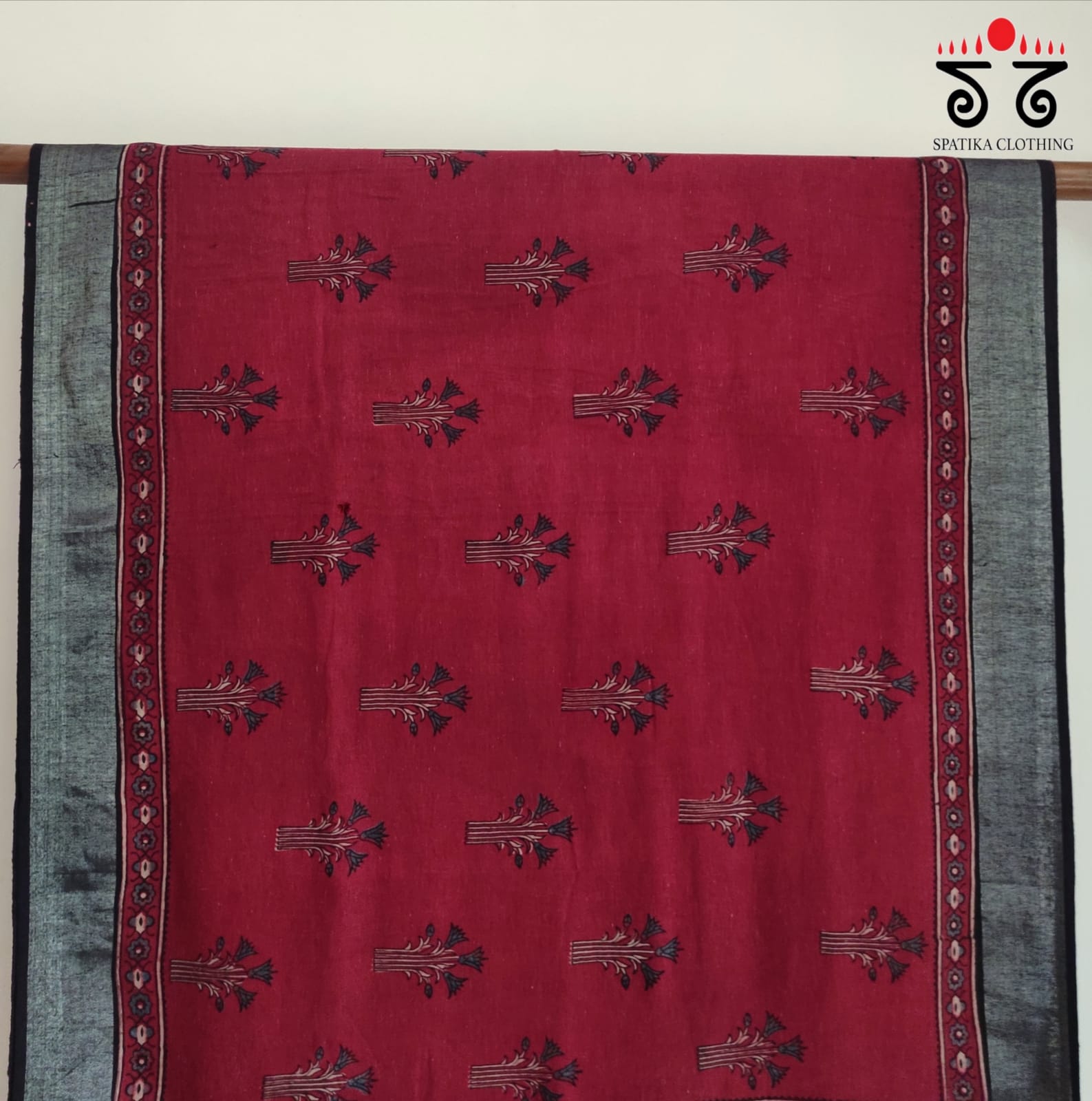 Ajrak Handblock Print On Linen Saree
