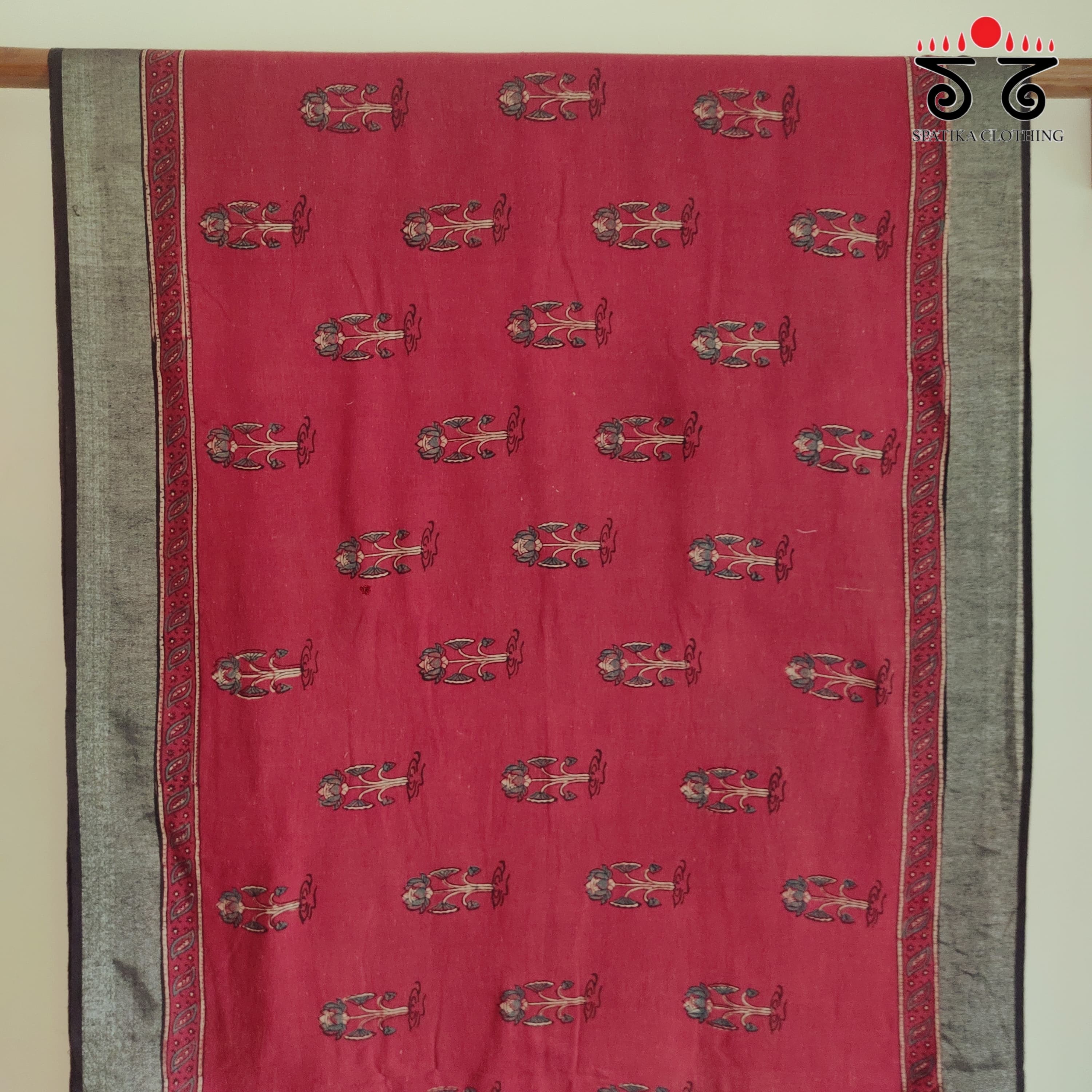 Ajrak Handblock Printed Linen Saree
