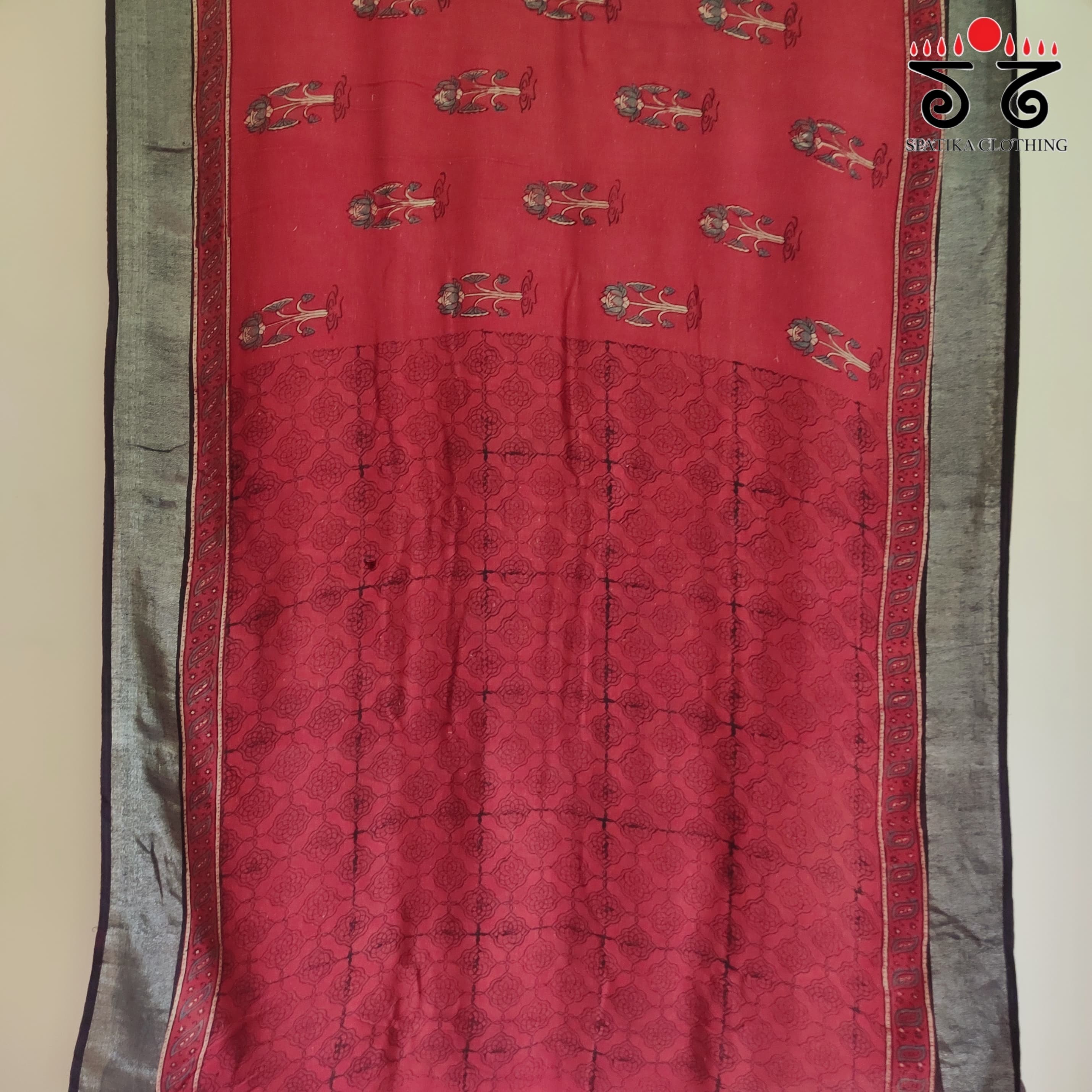 Ajrak Handblock Printed Linen Saree