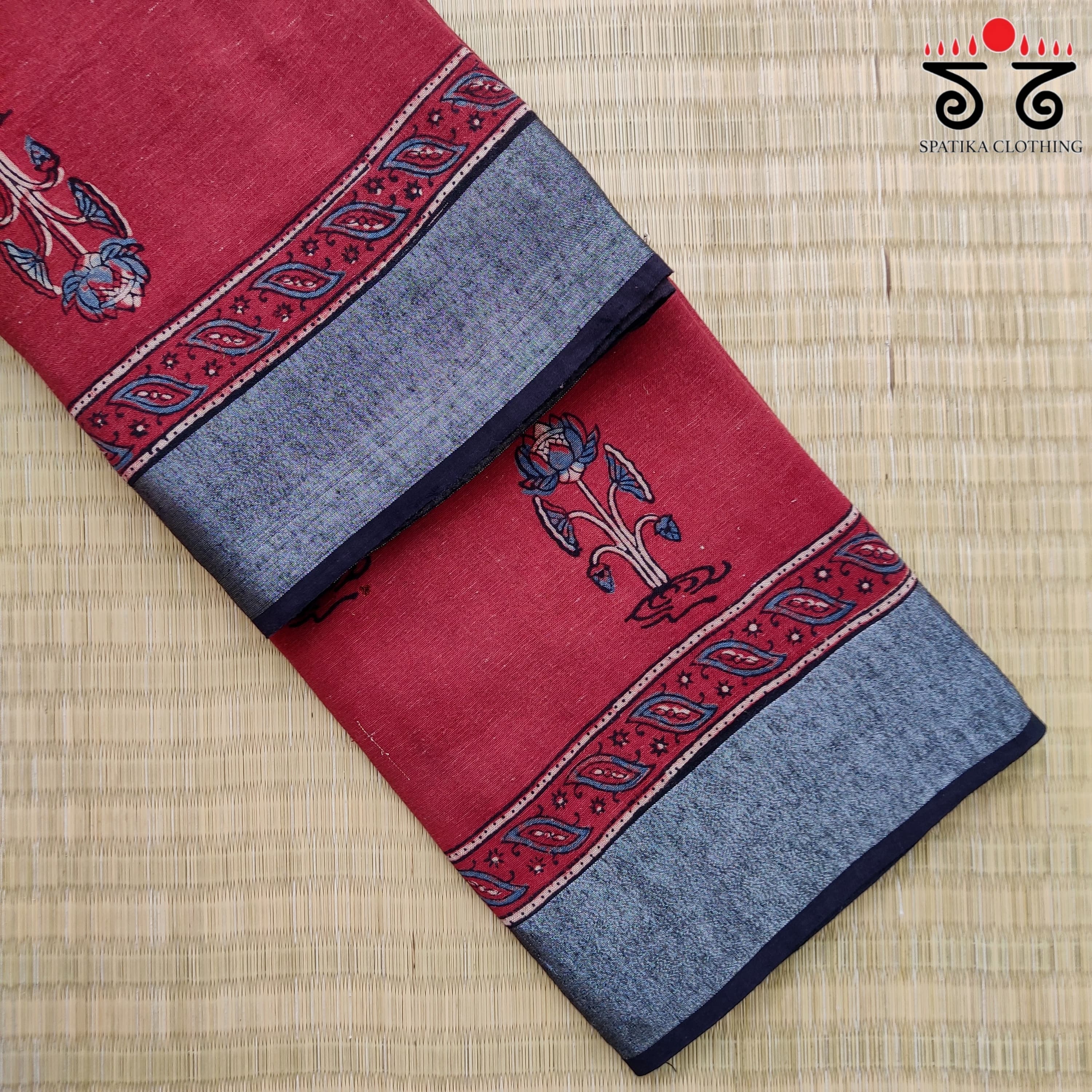 Ajrak Handblock Printed Linen Saree