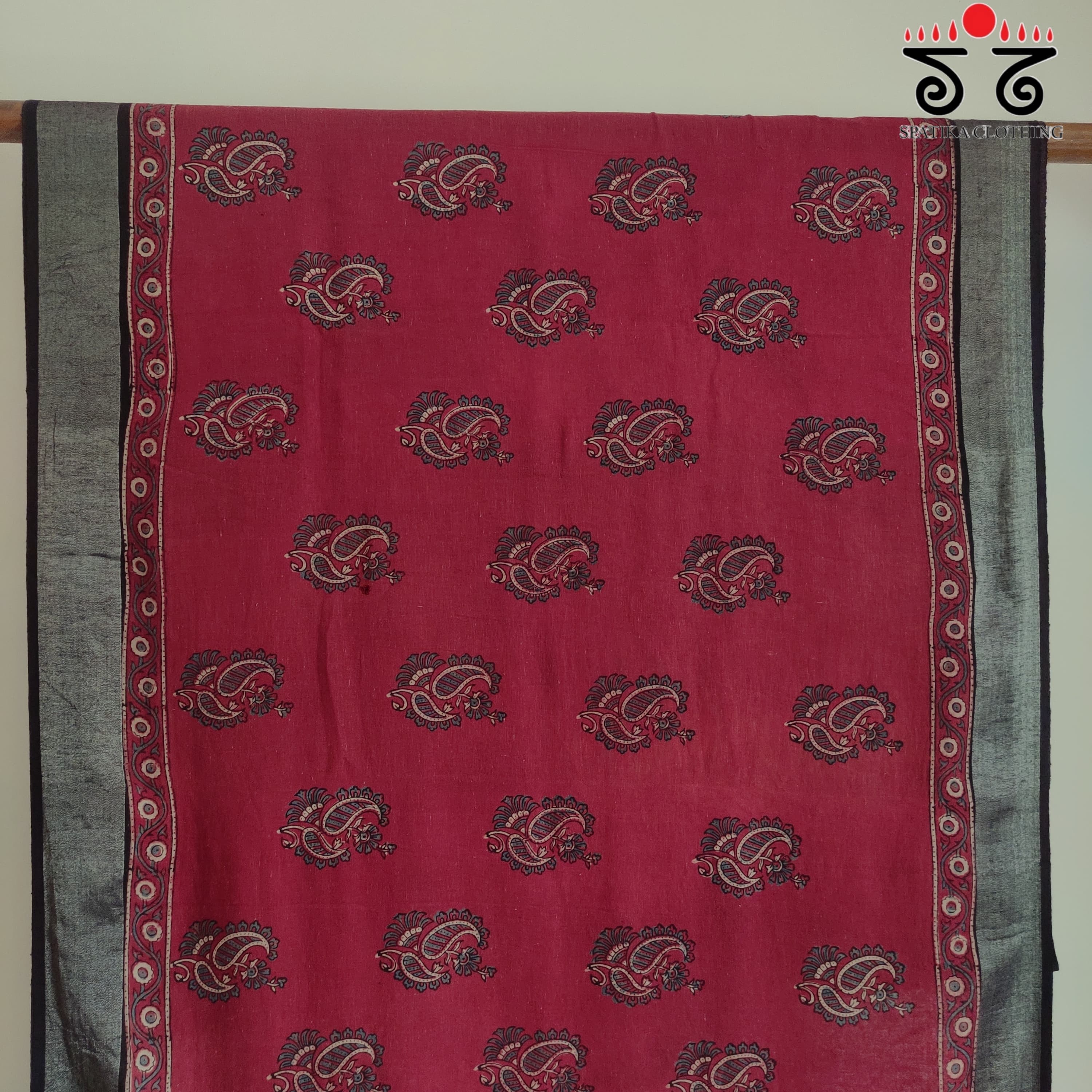 Ajrak Handblock Print On Linen Saree
