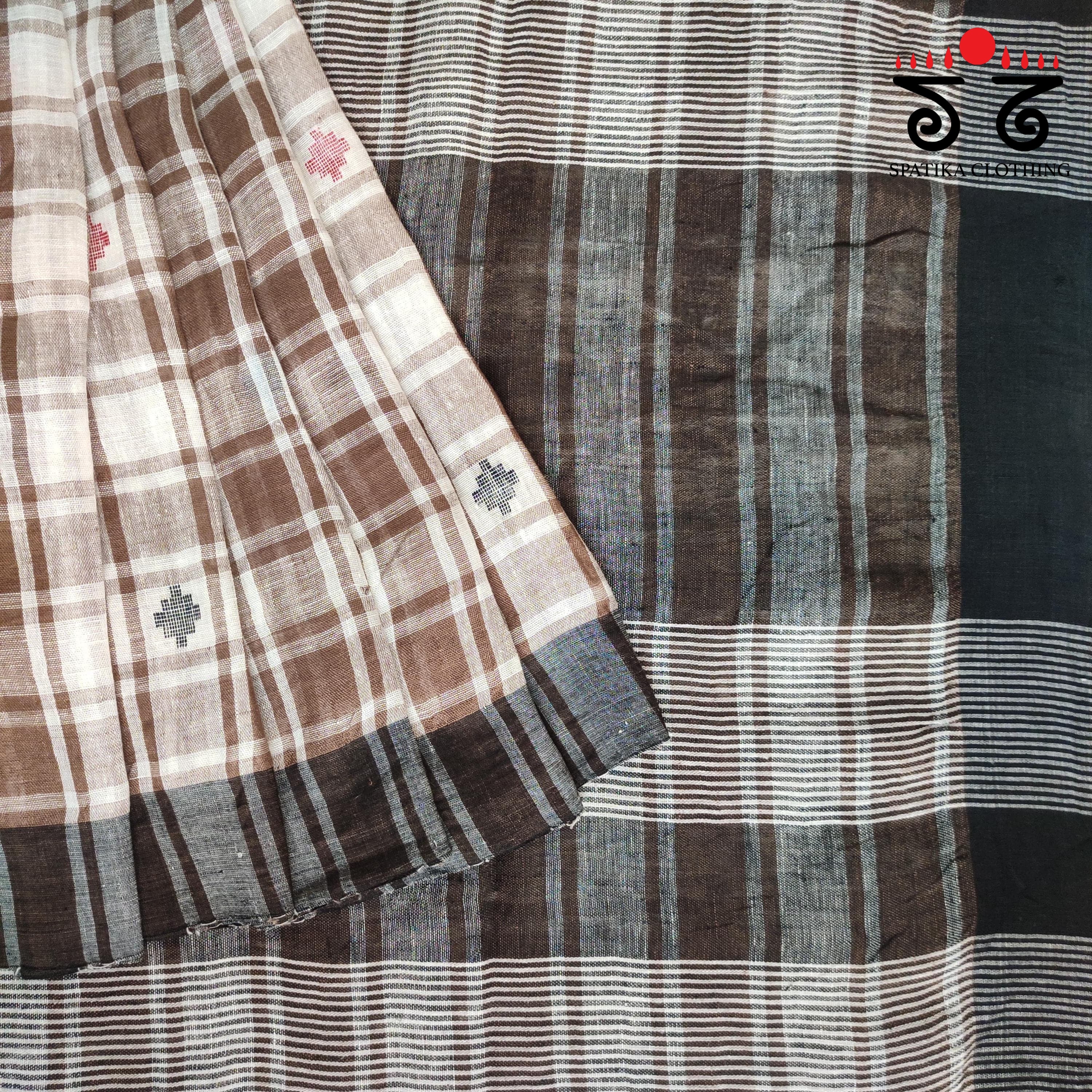 Jamdhani on Linen Cotton Saree