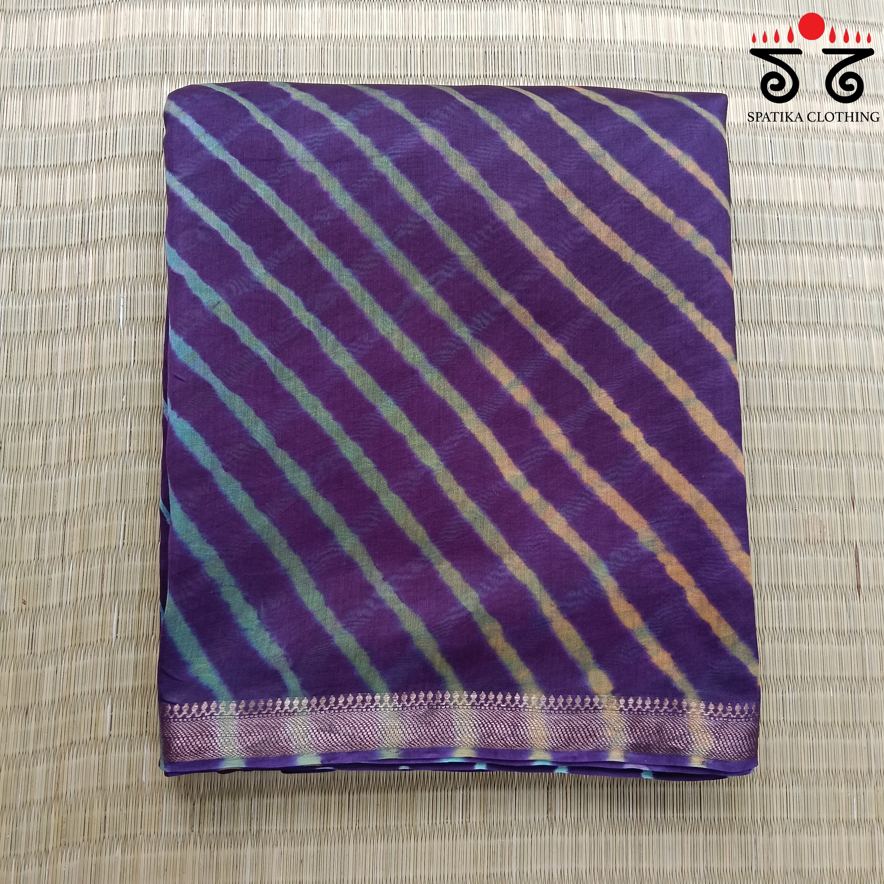Leheriya on Maheswari silk cotton Saree- New!