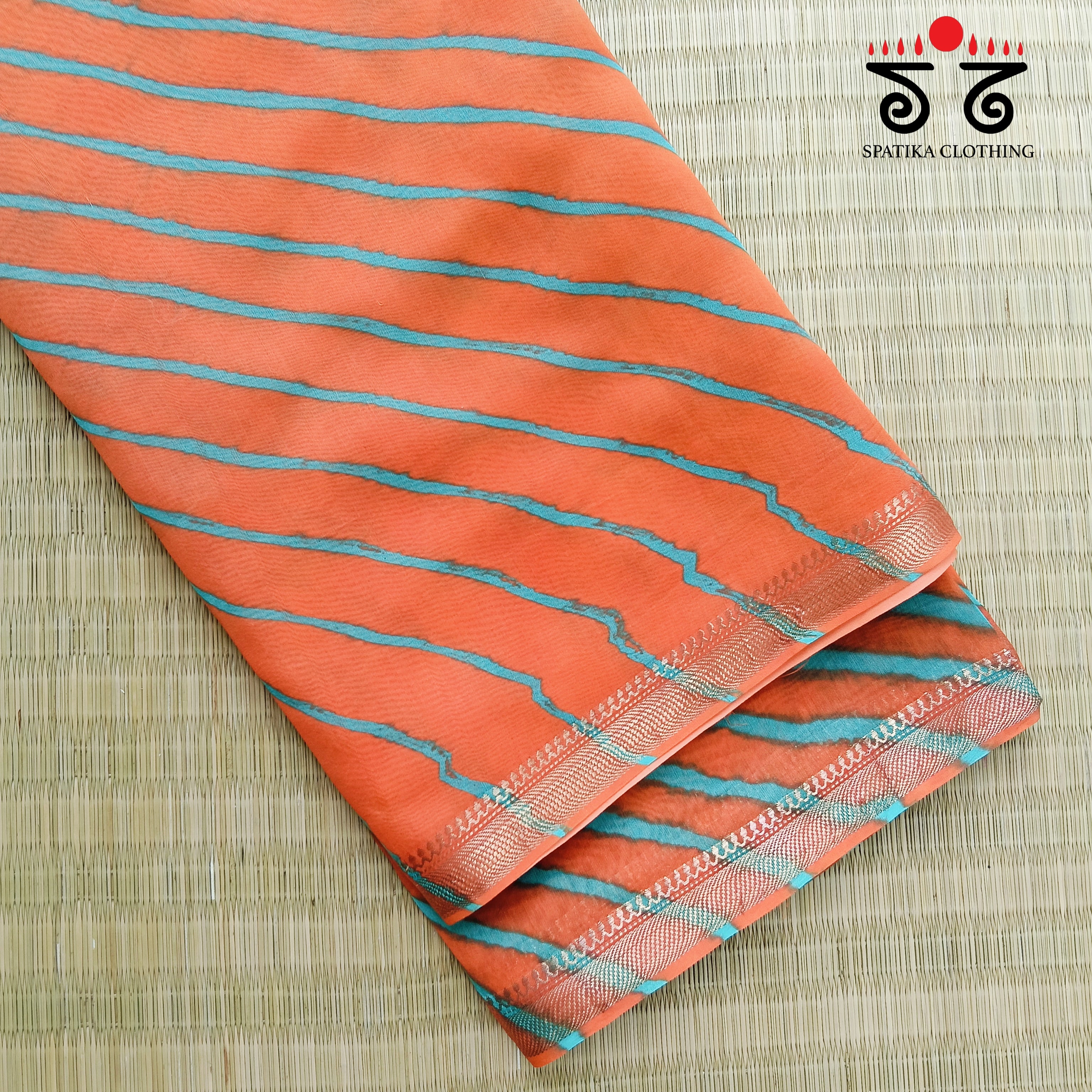 Leheriya on Maheswari silk cotton Saree- New!