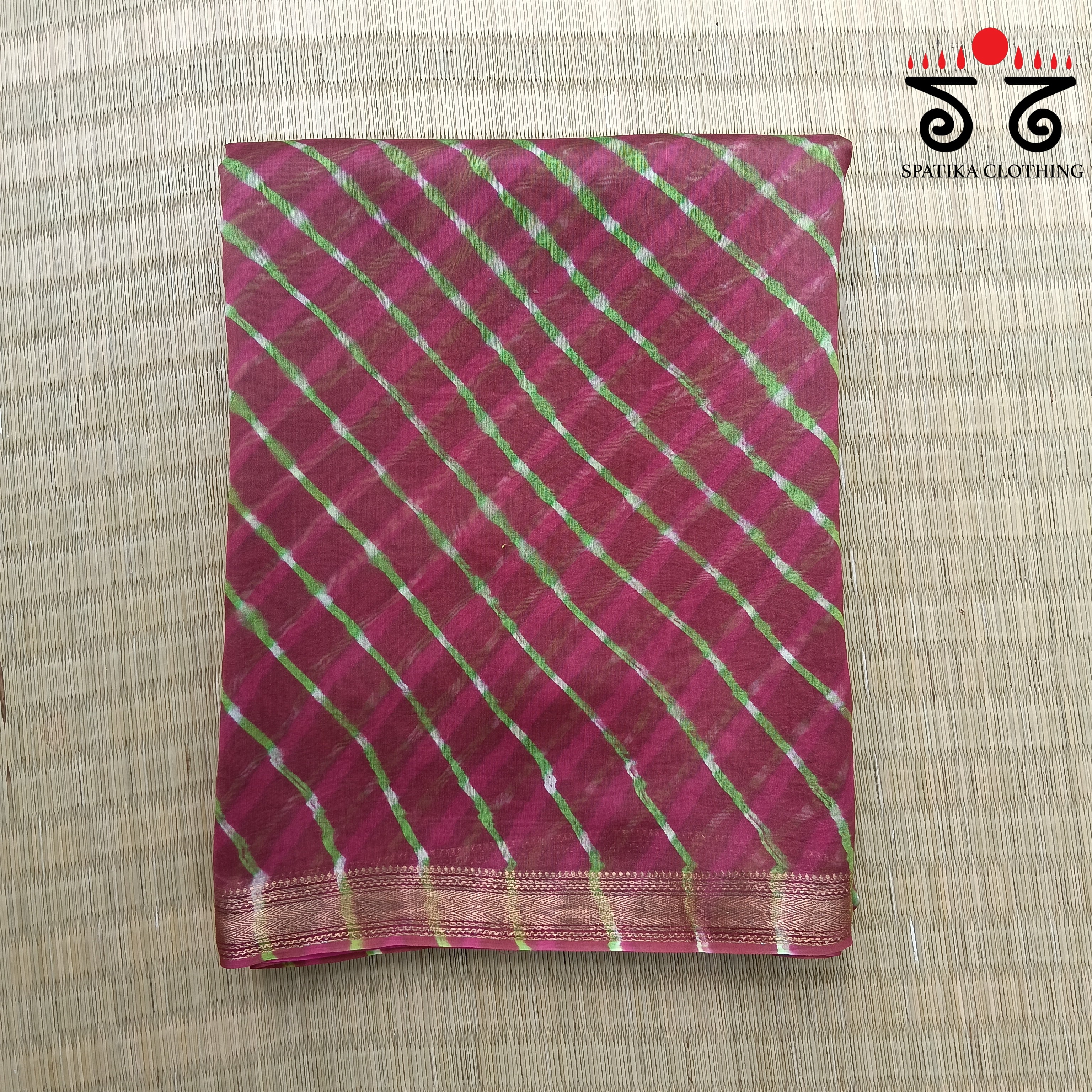 Leheriya on Maheswari silk cotton Saree- New!