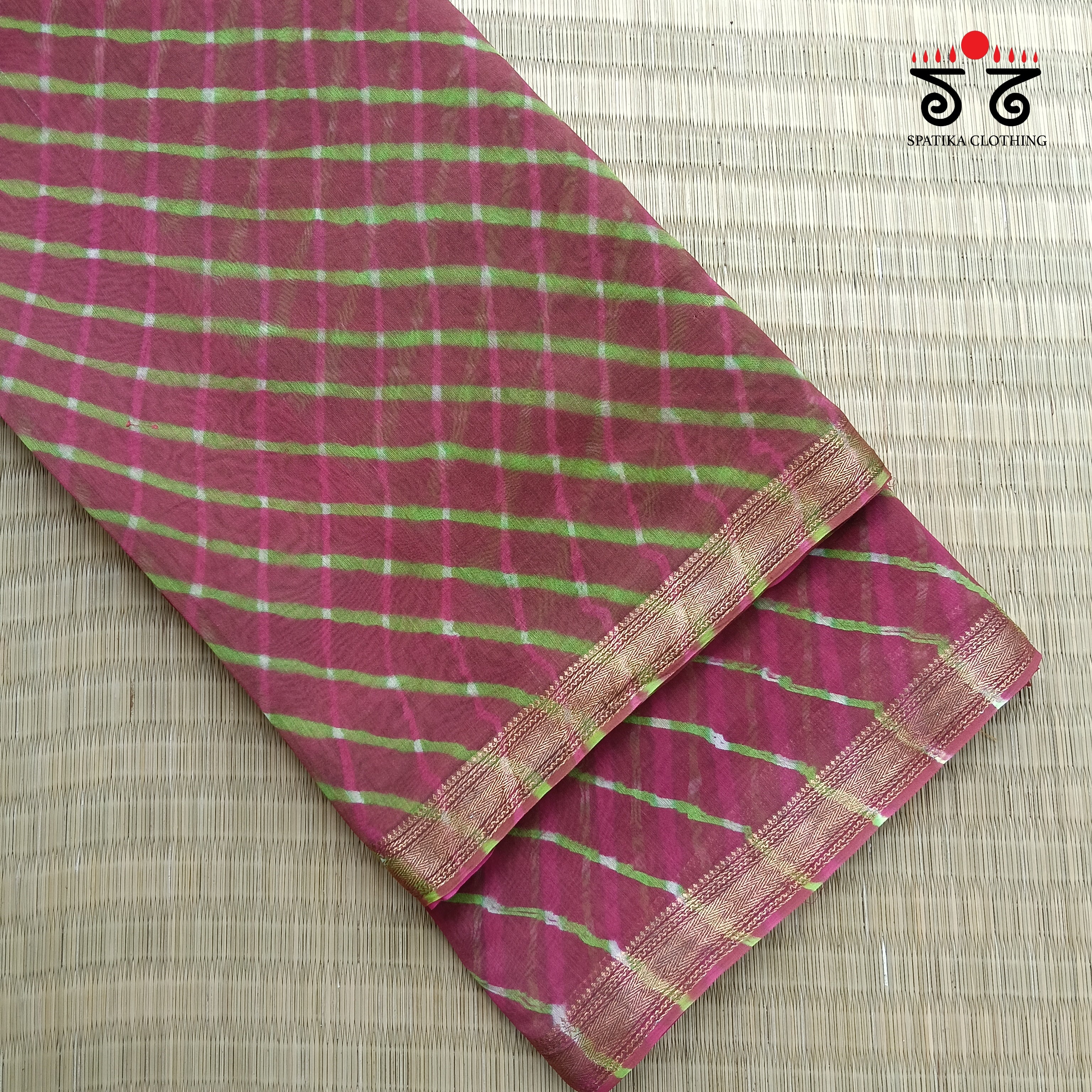 Leheriya on Maheswari silk cotton Saree- New!