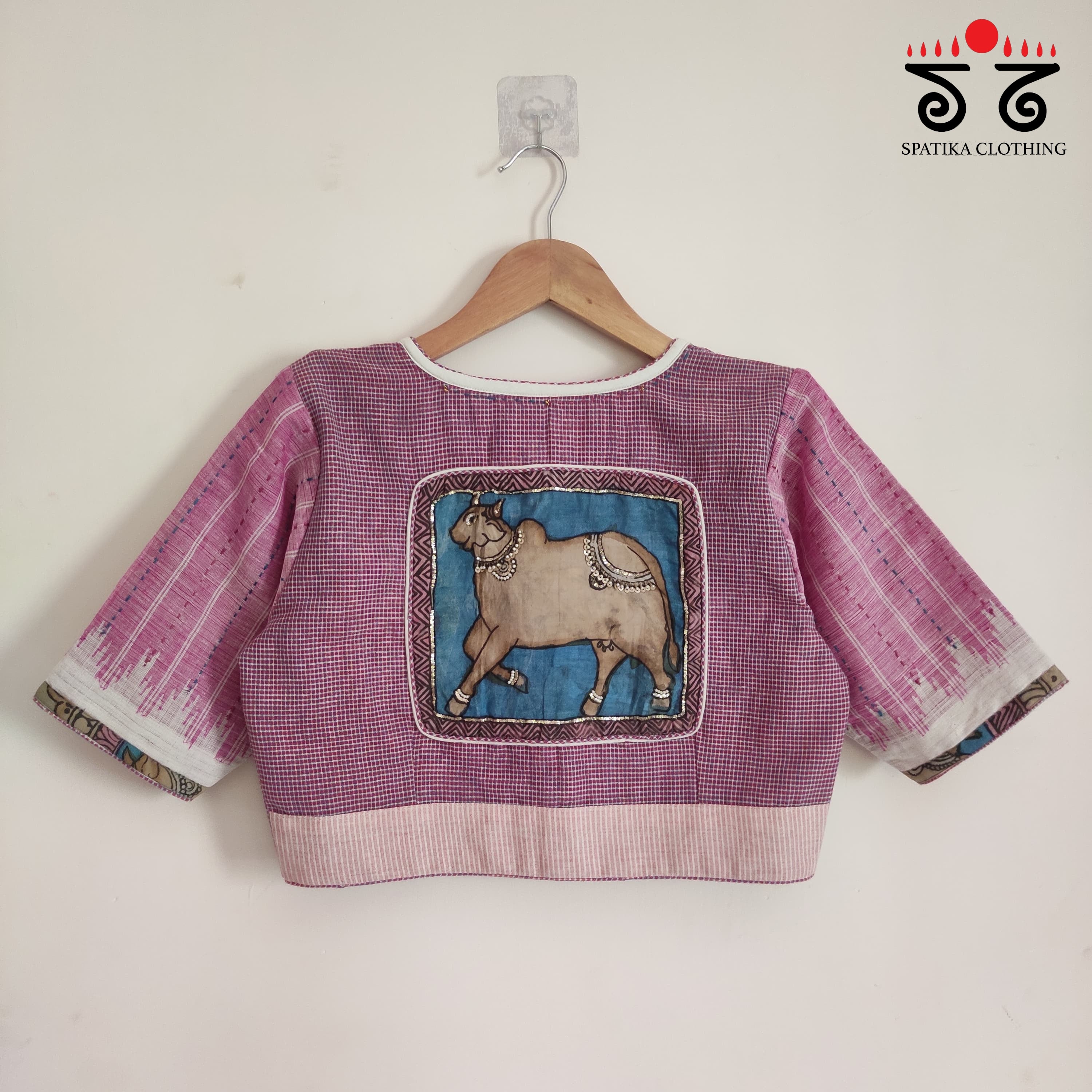 Kalamkari Cow - Handcrafted Blouse