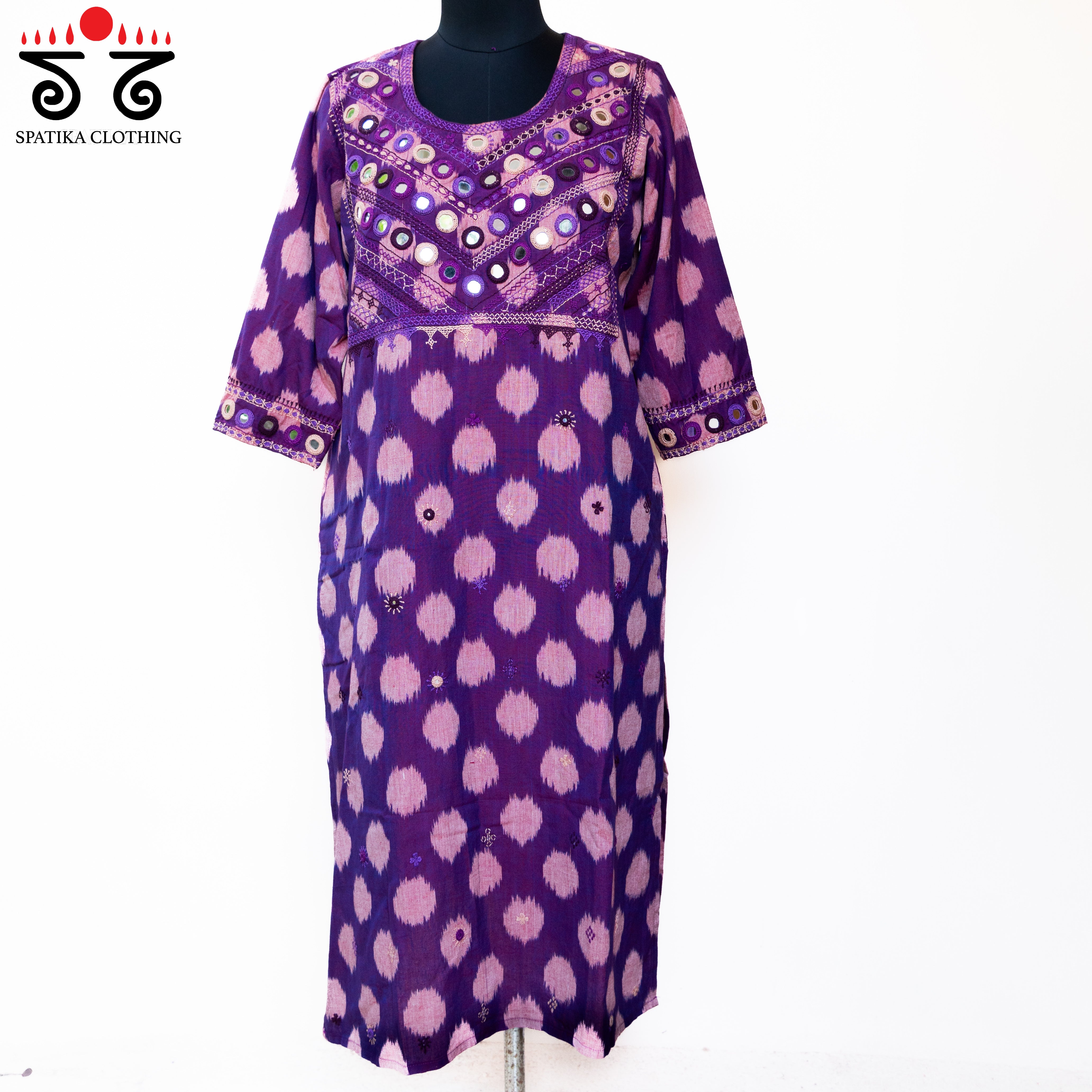Ikat Hand-embroidered Kurta