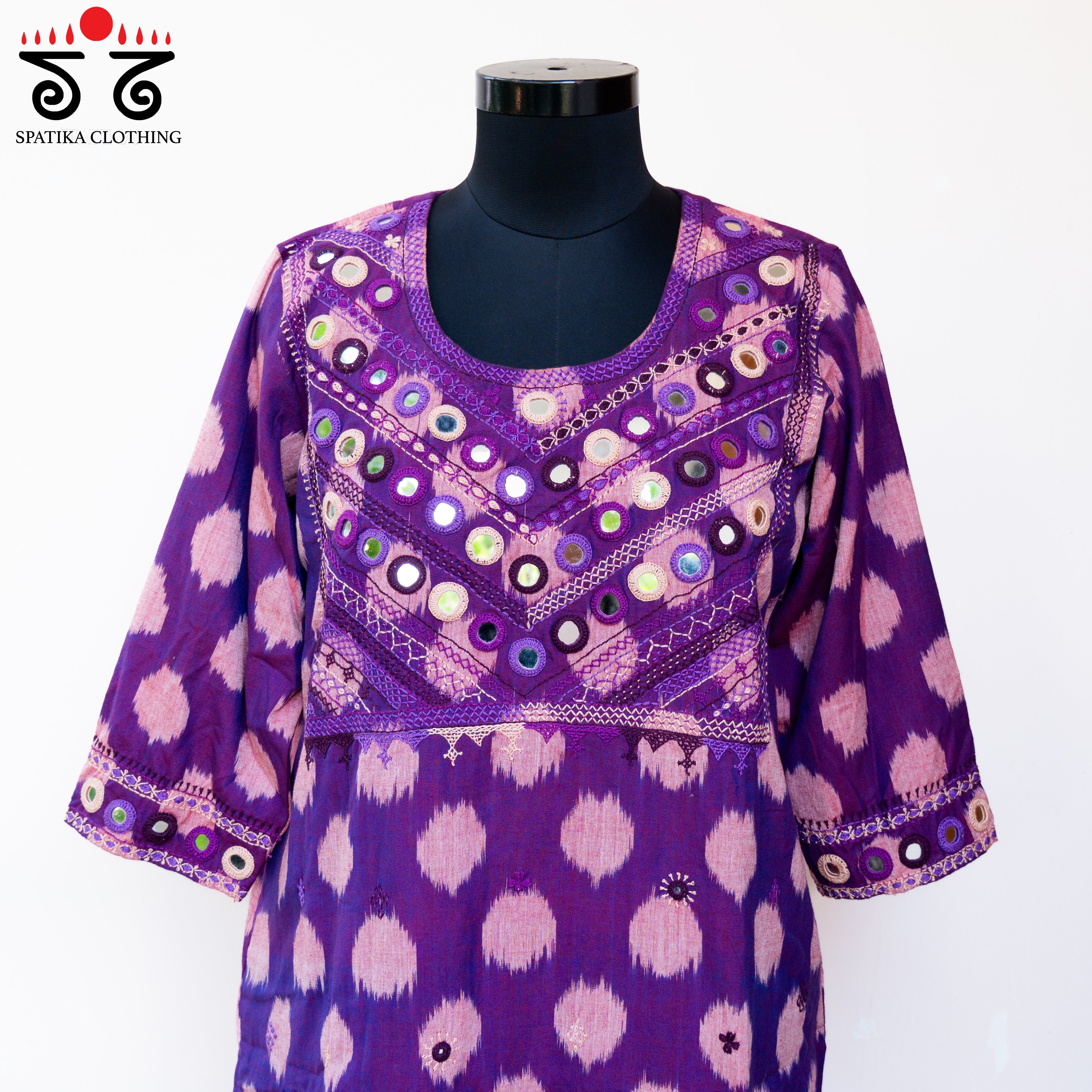 Ikat Hand-embroidered Kurta