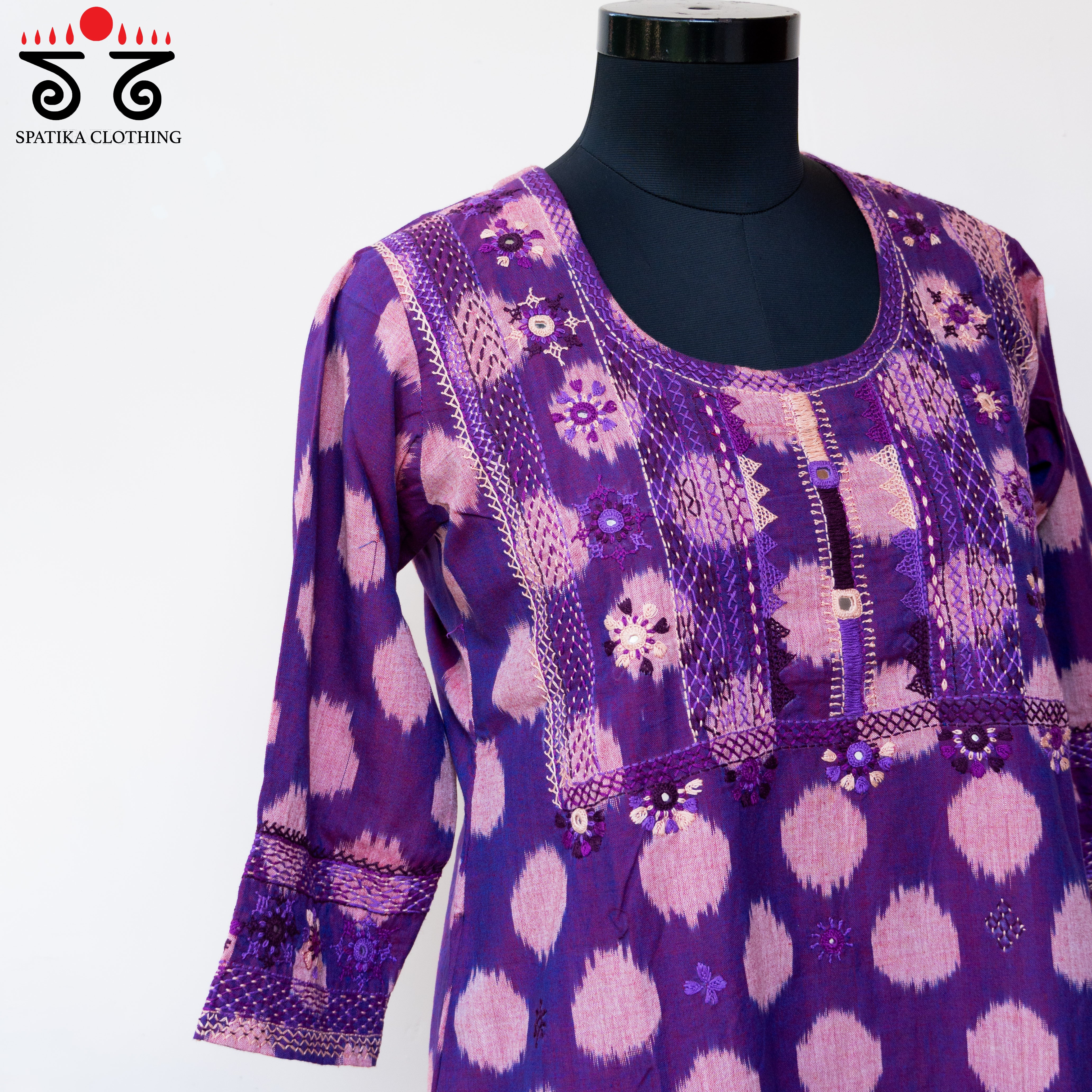 Ikat Hand-embroidered Kurta