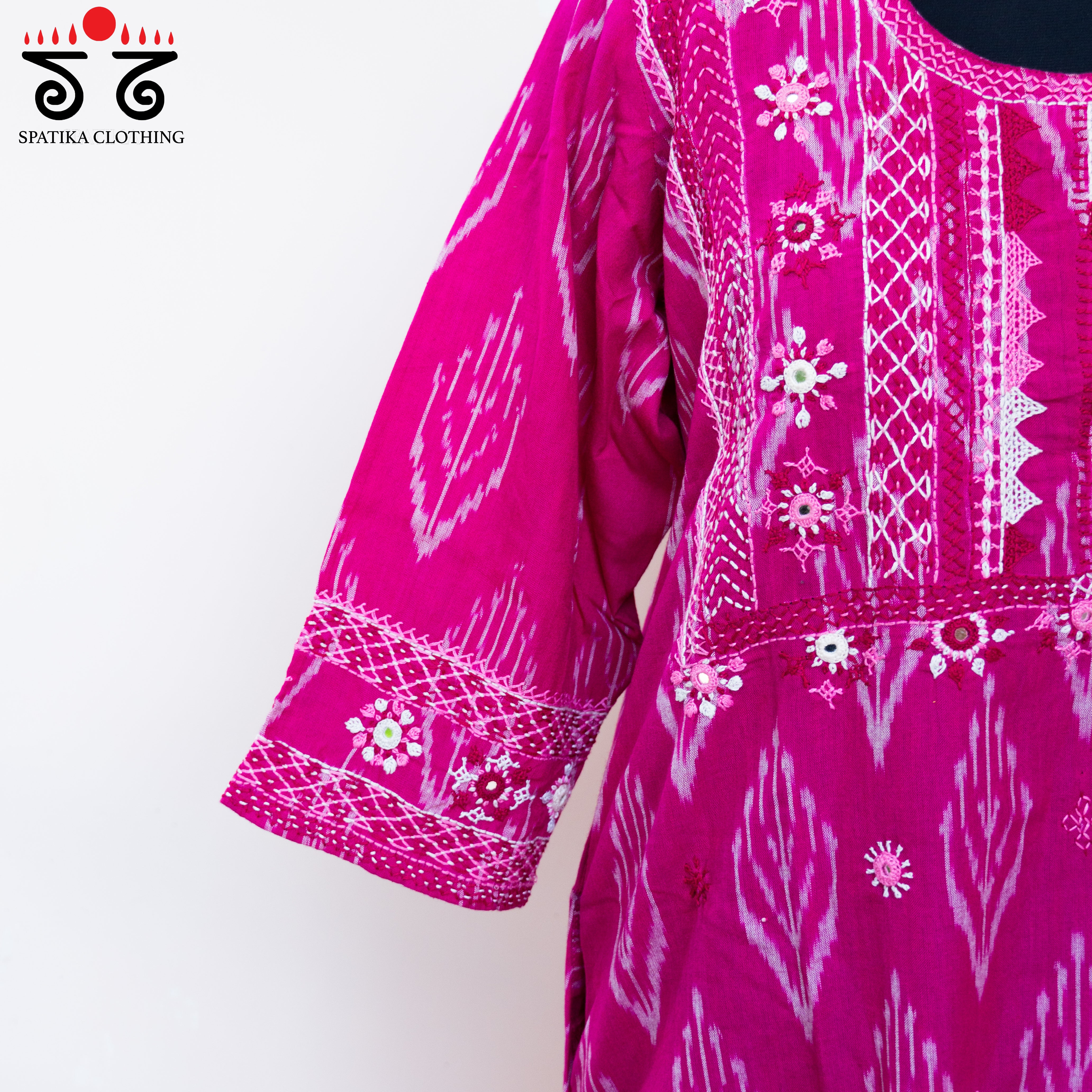 Ikat Hand-embroidered Kurta