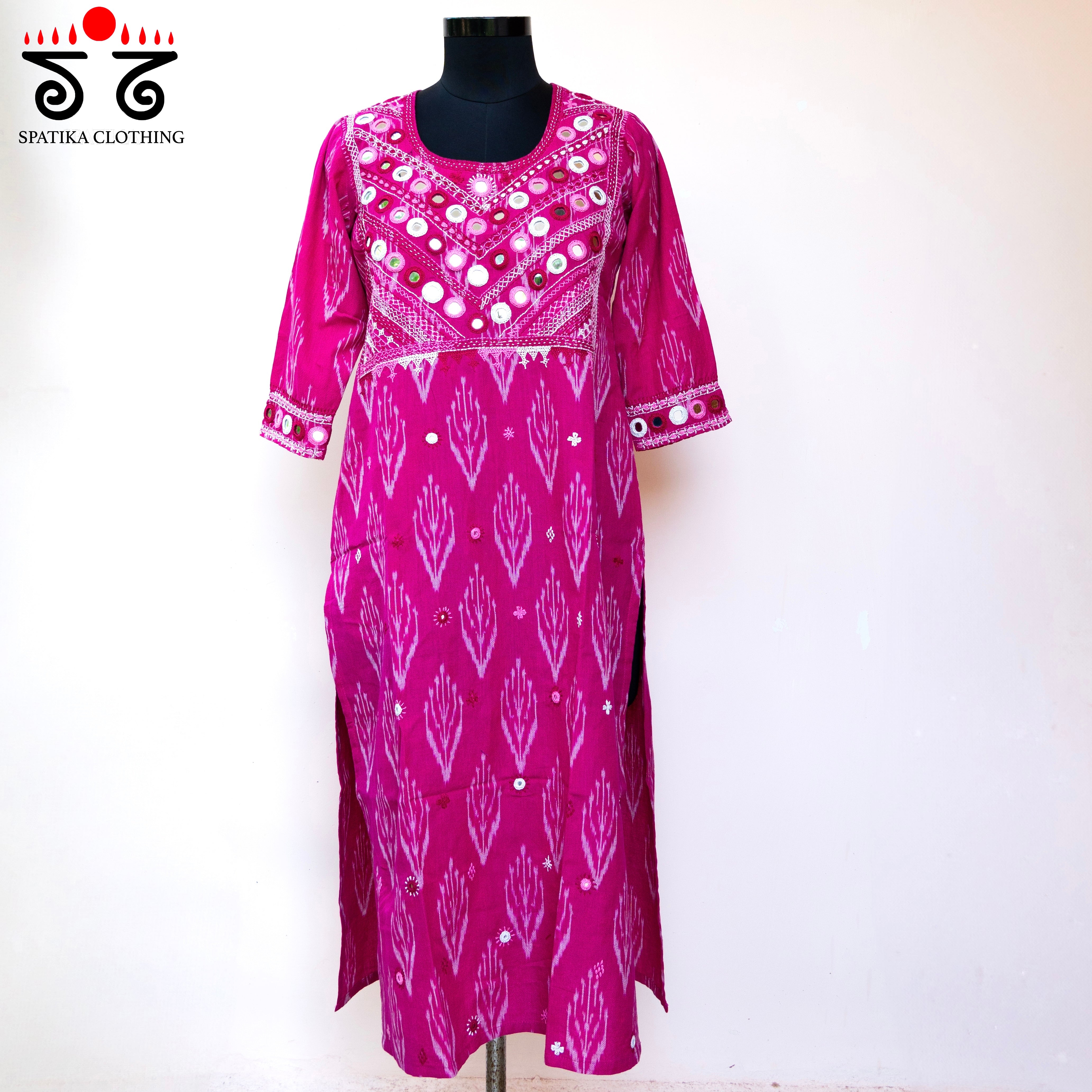 Ikat Hand-embroidered Kurta