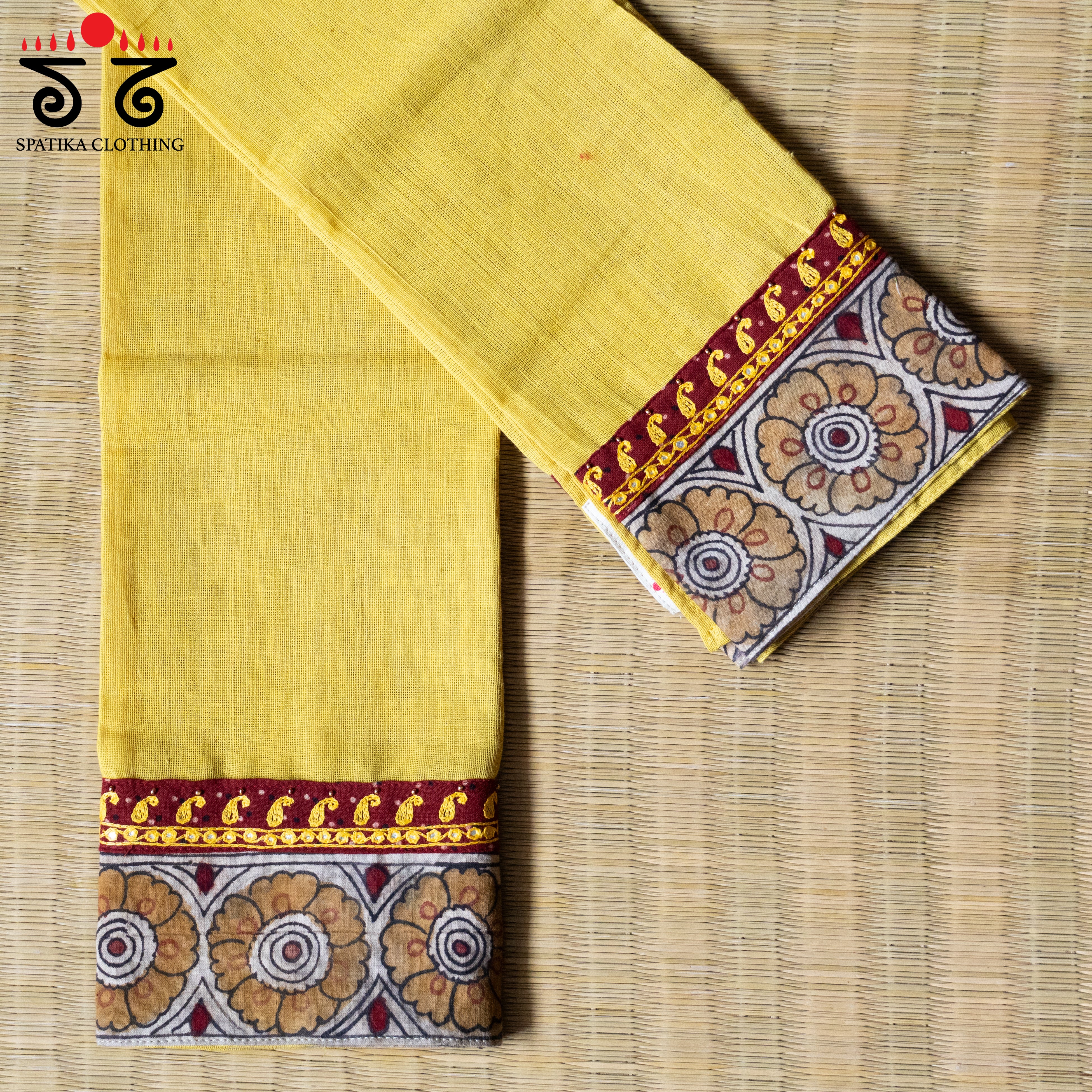 Kalamkari Hand Embroidered Blouse Fabric