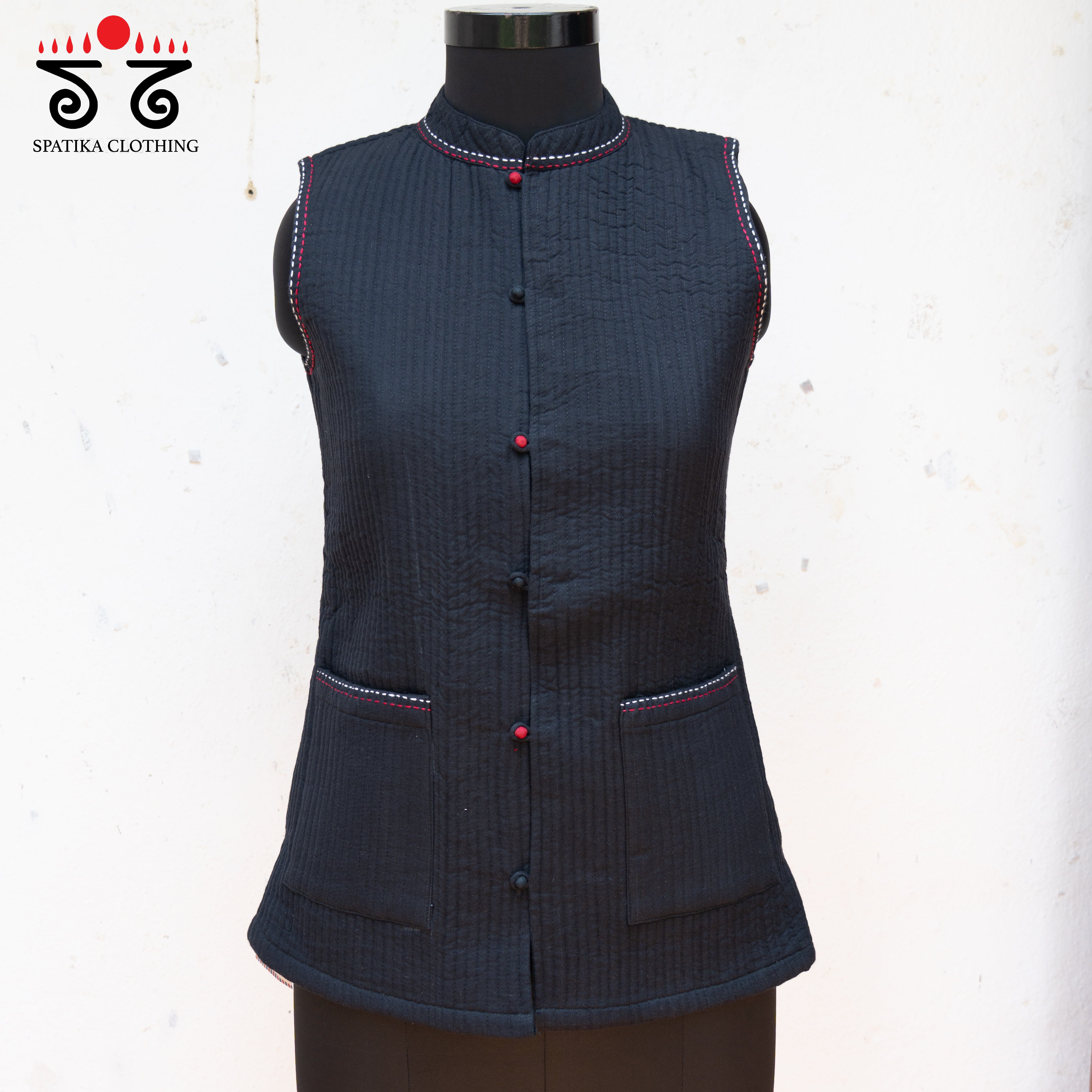 KANTHA HANDEMBROIDERED QUILTED JACKET