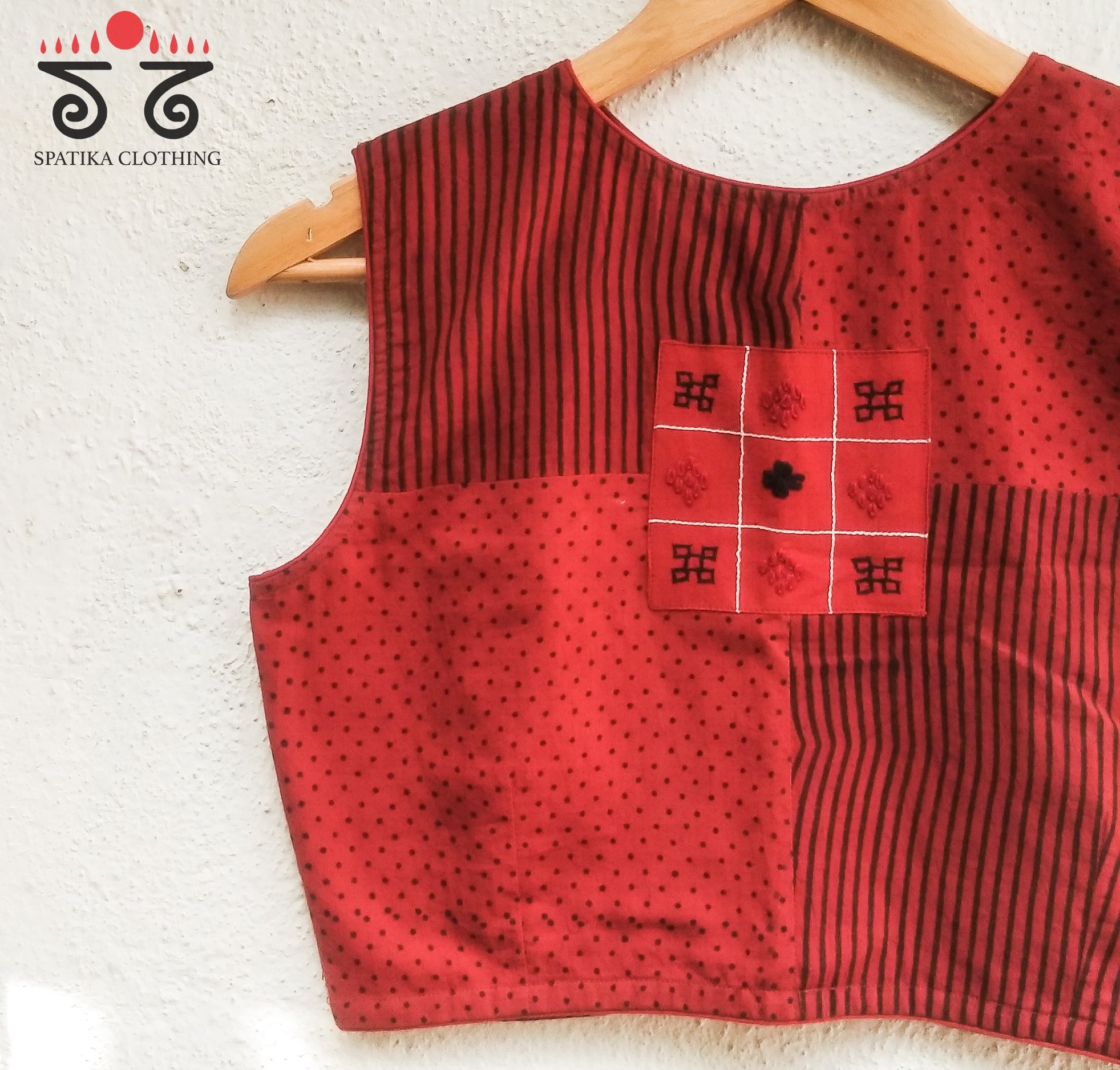 Dots & Stripes - Sleeveless Blouses in Ajrak