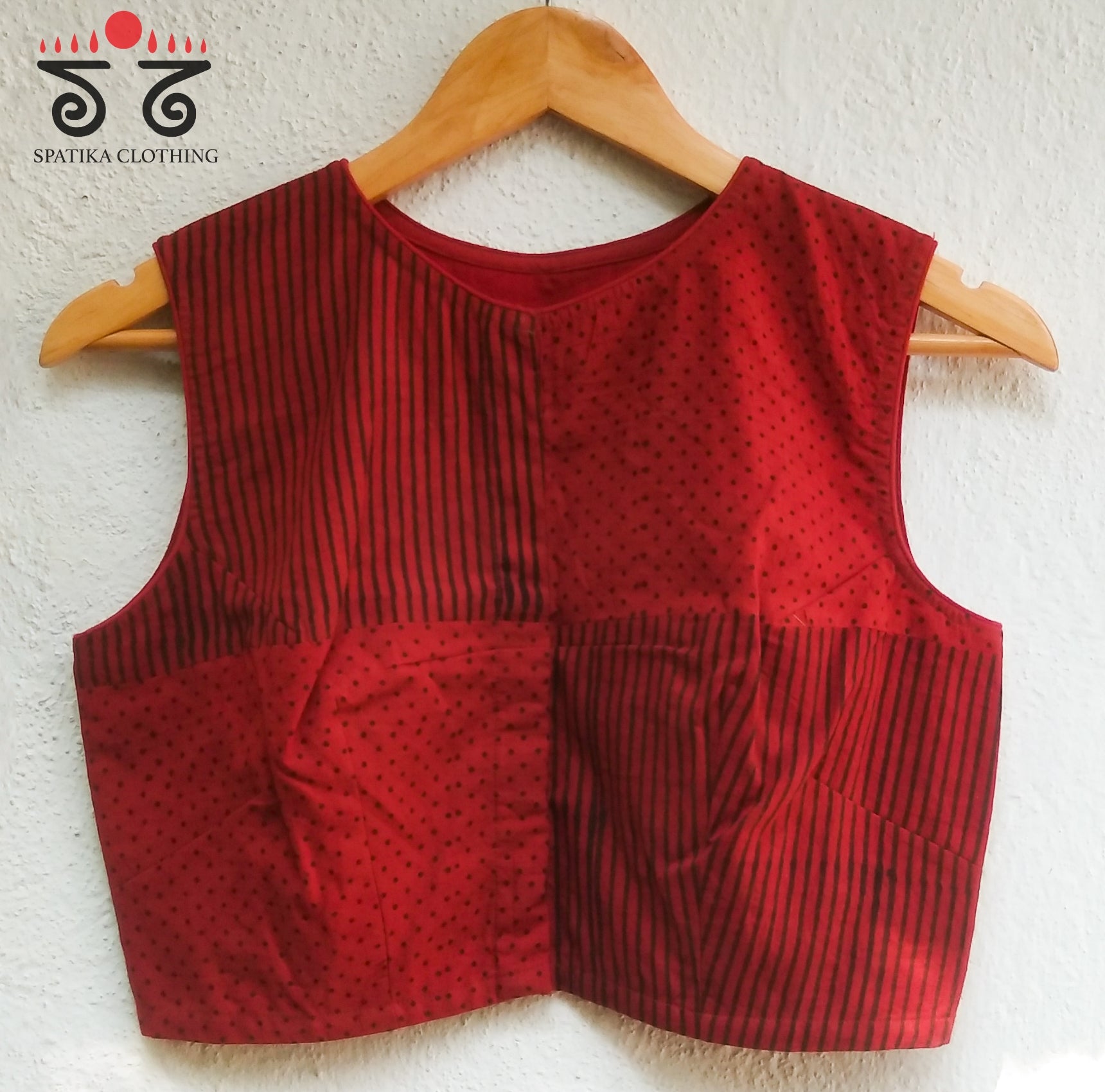 Dots & Stripes - Sleeveless Blouses in Ajrak